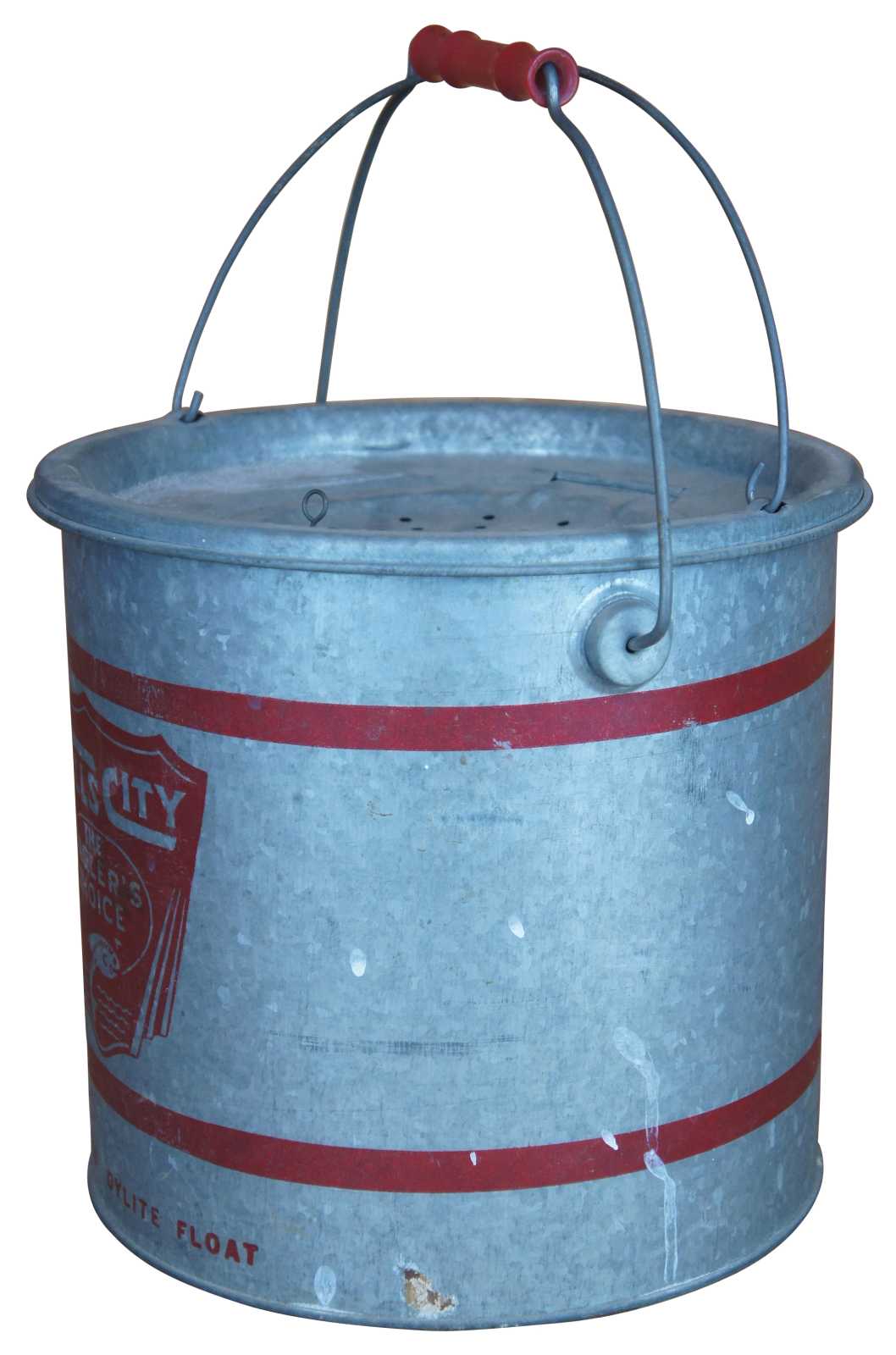 Falls City The Angler's Choice Vintage Galvanized Minnow Bucket No