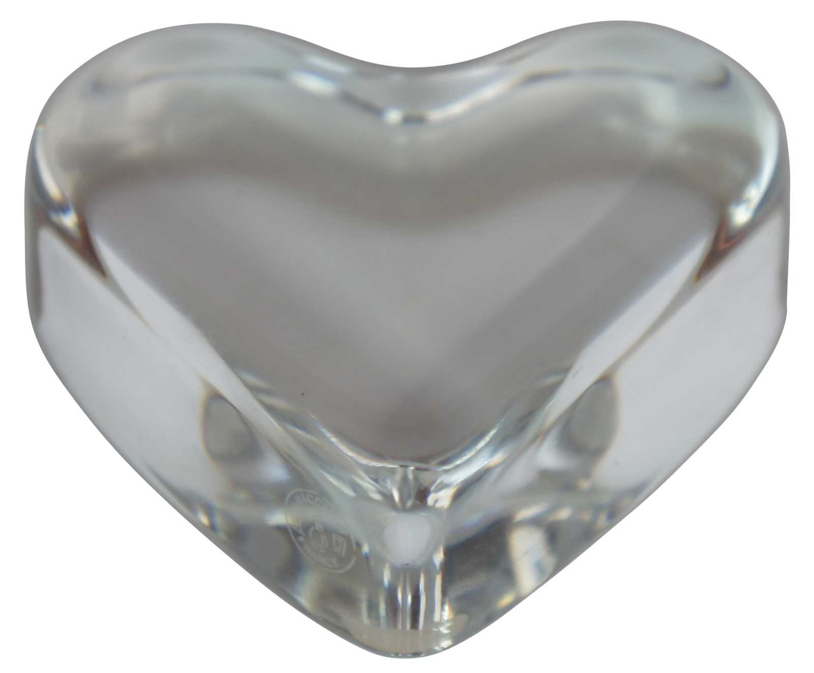 Vintage French Baccarat Crystal Heart Figurine Hand Chiller Paperweight 4