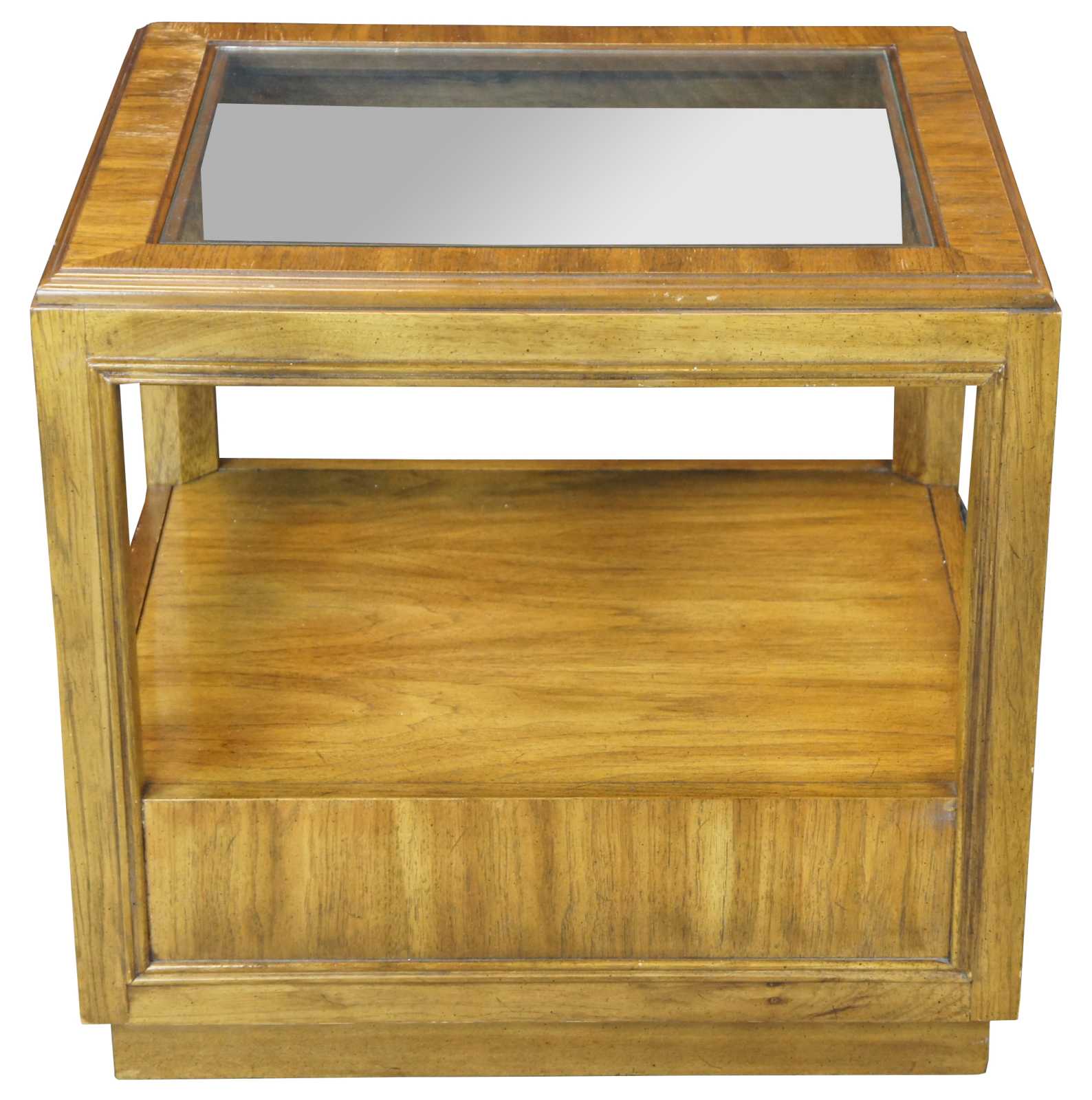 1979 Drexel Heritage Accolade Ii Walnut Glass 2 Tier Campaign Side Table 984 330