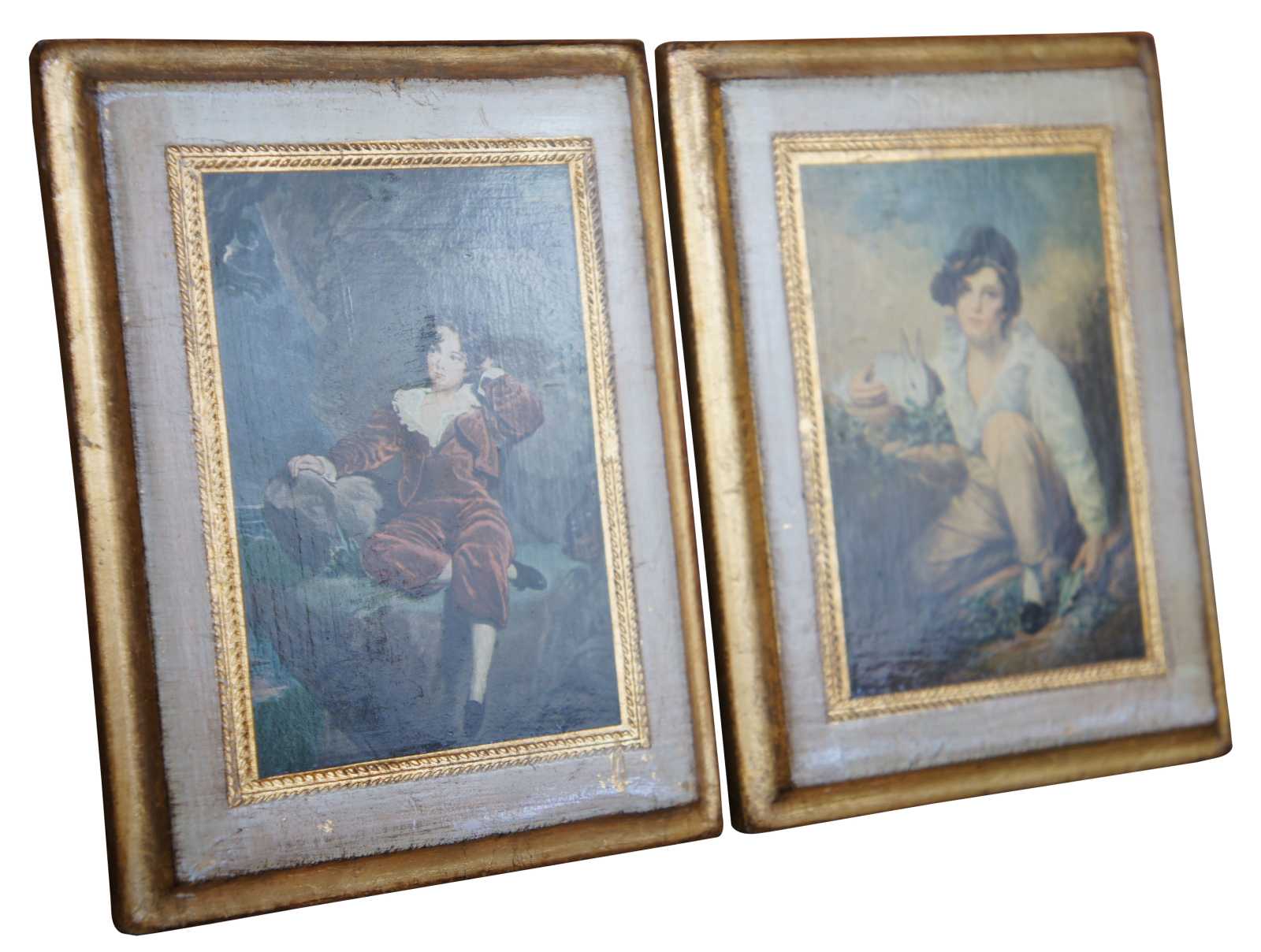 2 Mid Century Victorian Children Prints Sir Henry Raeburn Boy Rabbit ...