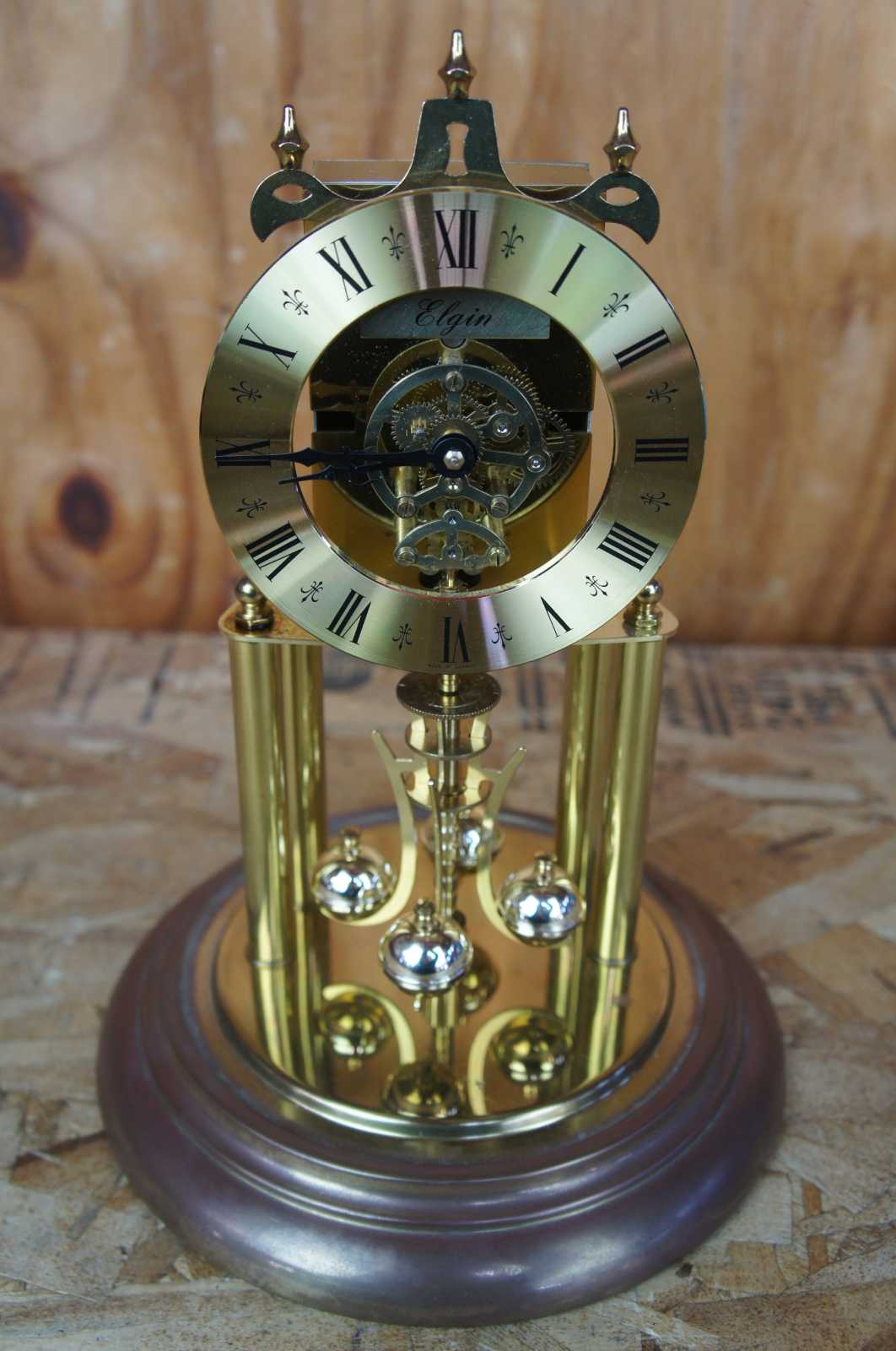 Vintage German S. Haller Elgin Windup Domed Skeleton Anniversary Clock