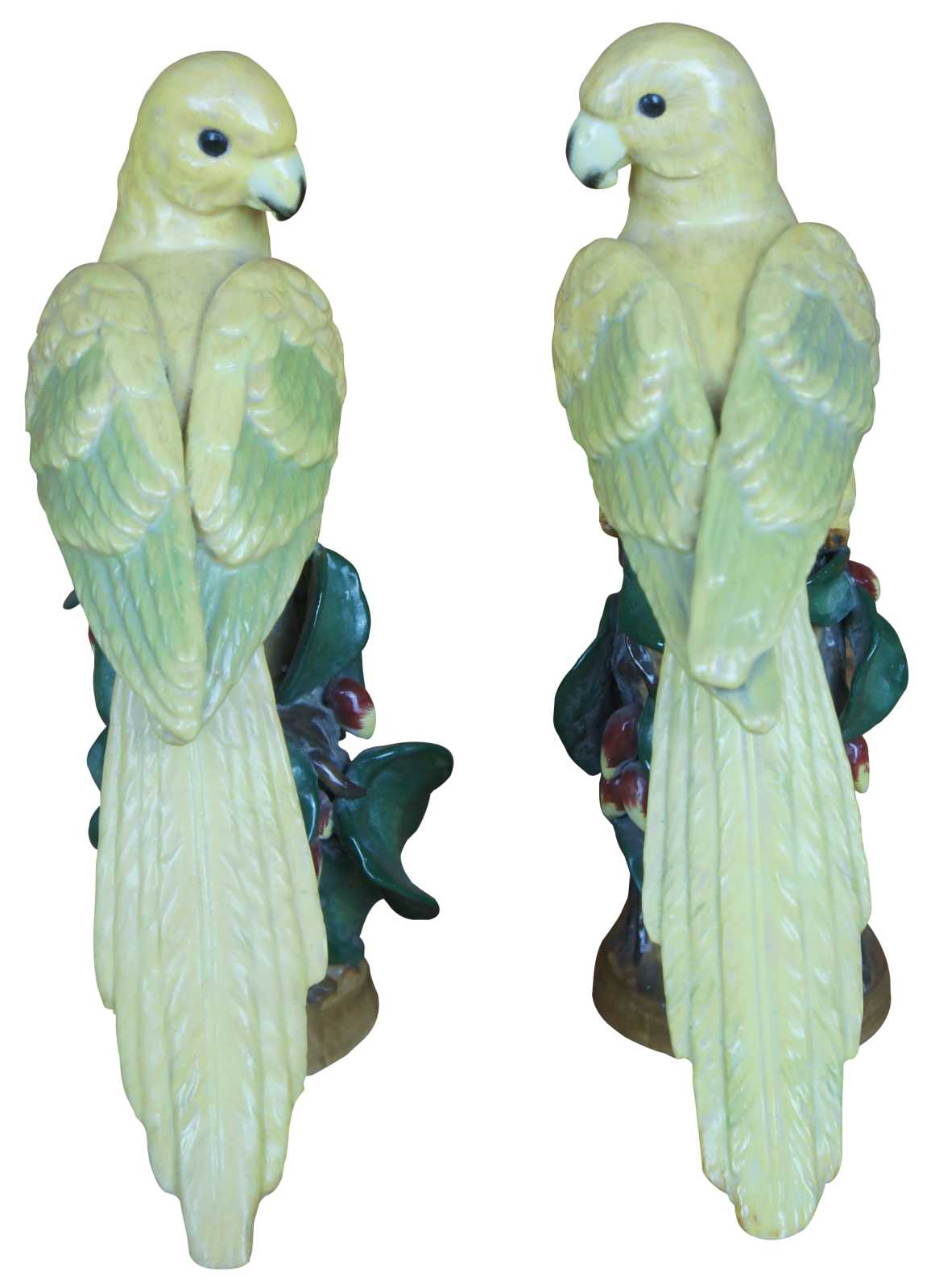 2 Vintage Jeanne Reed Porcelain Ceramic Yellow Parrot Bird Figurines