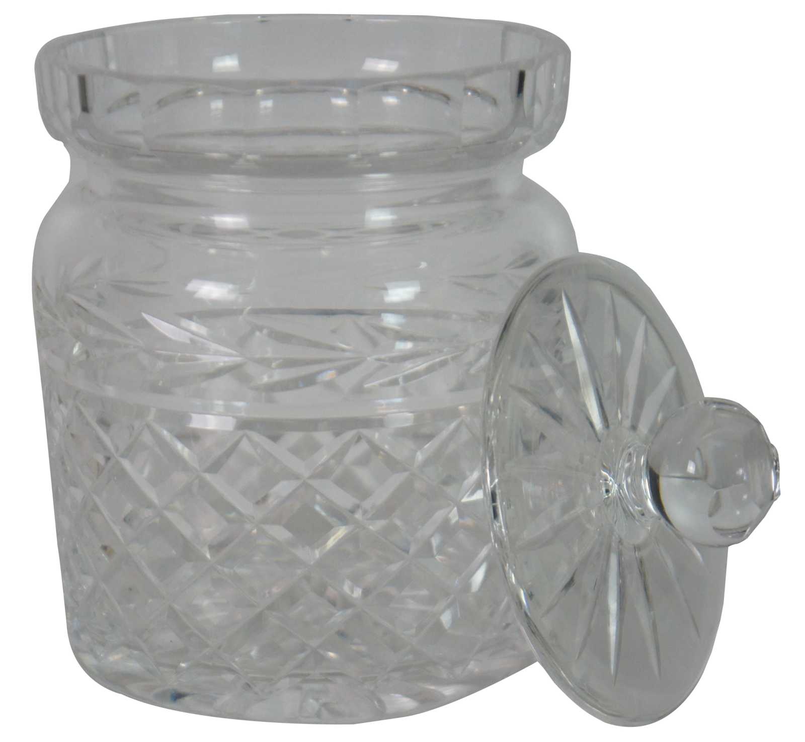 Vintage Clear Pressed Glass Lidded Cookie Candy Compote Biscuit Barrel Jar  7.5