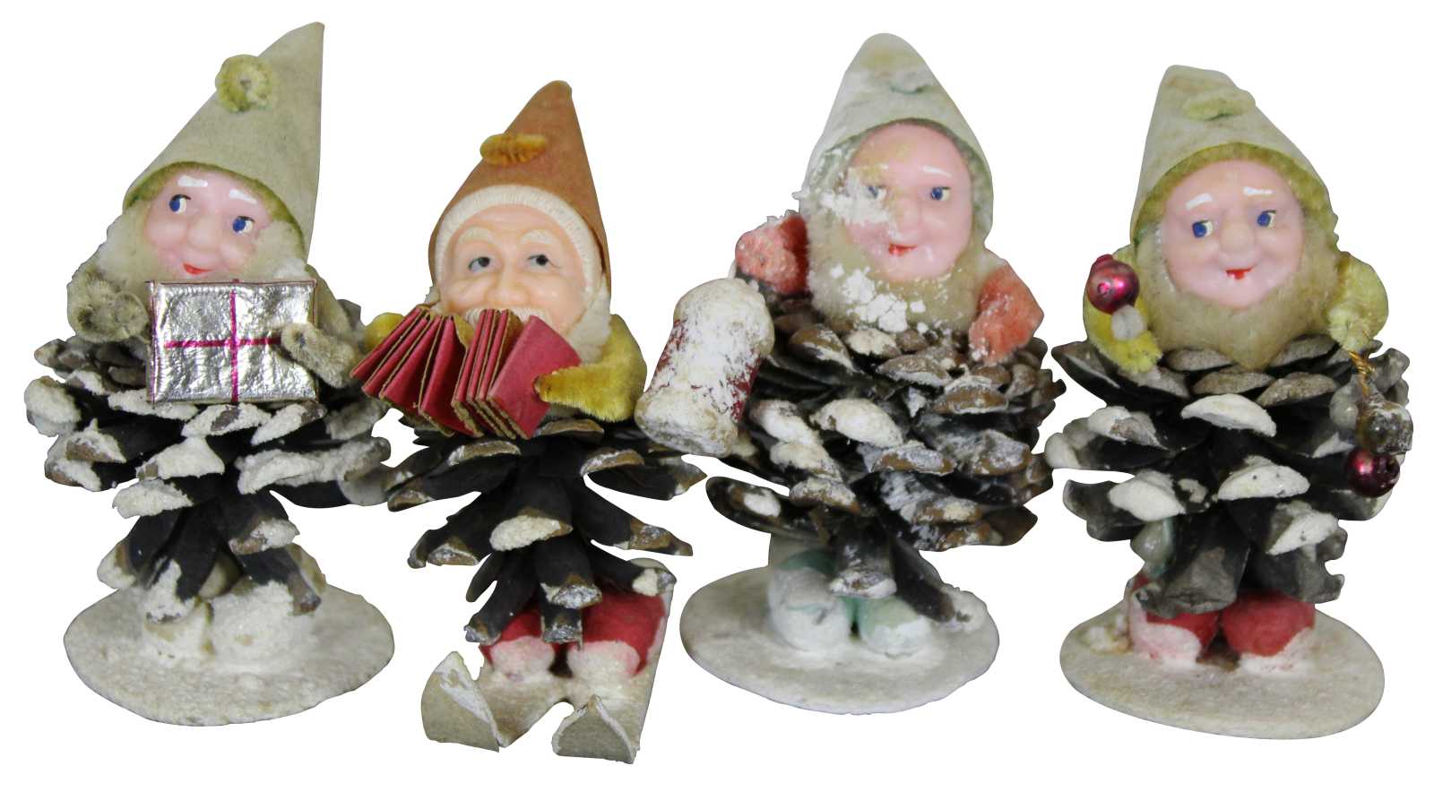 Vintage Elf Pixie Gnome Christmas Ornament 1940 1950 Spun 