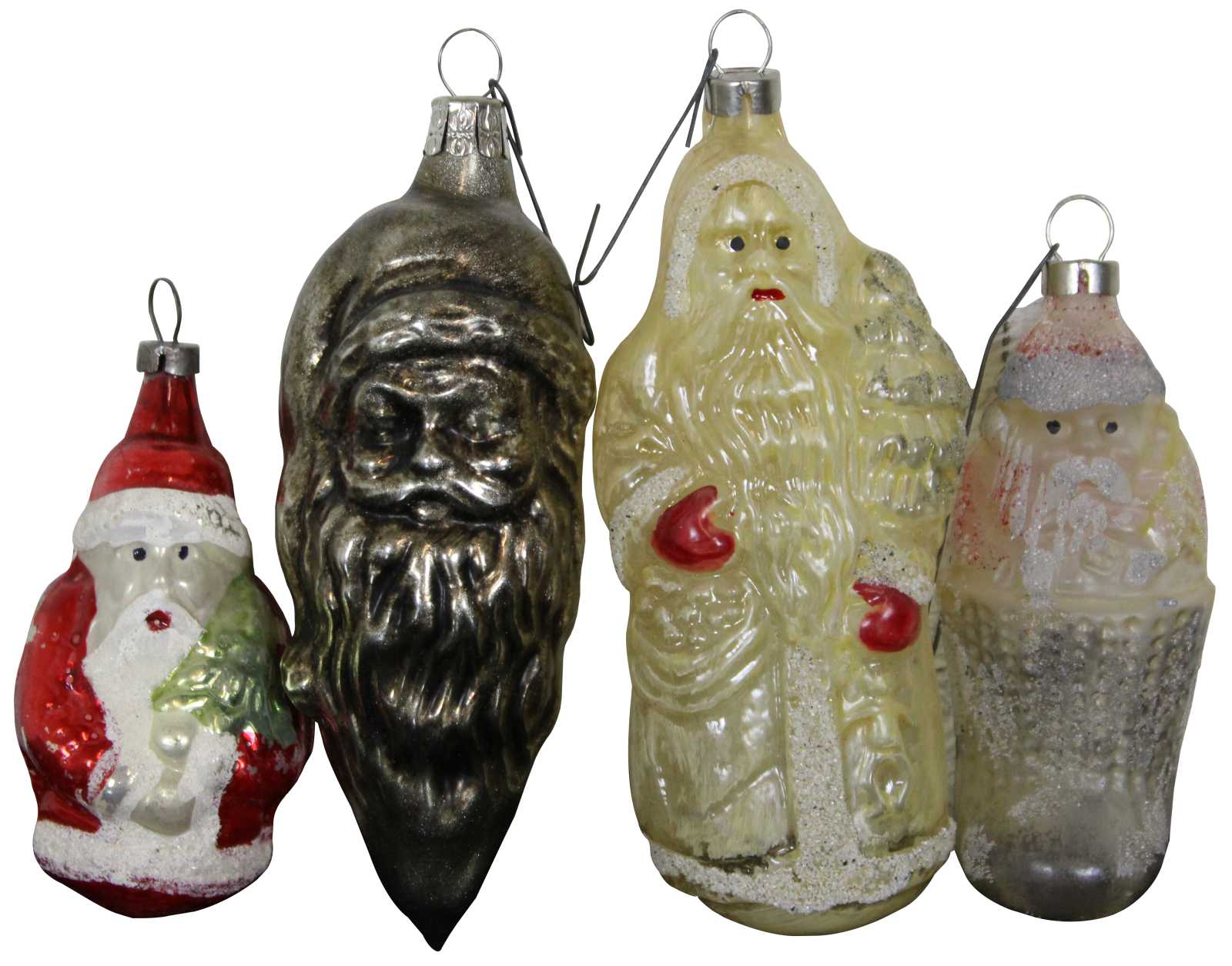 31 Antique German Mercury Glass Christmas Tree Ornaments Kugel Santa Birds Pipe 4871