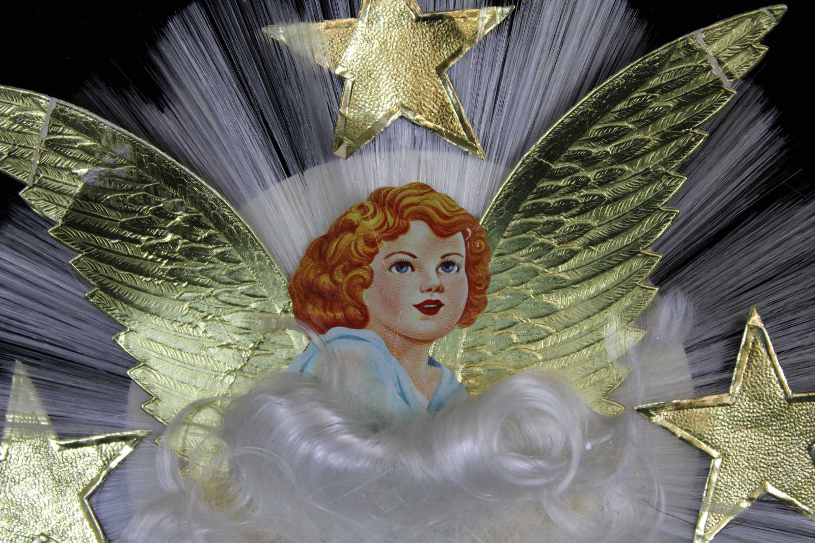 Vintage Christmas Angel Tree Topper Spun Glass Angel Hair 