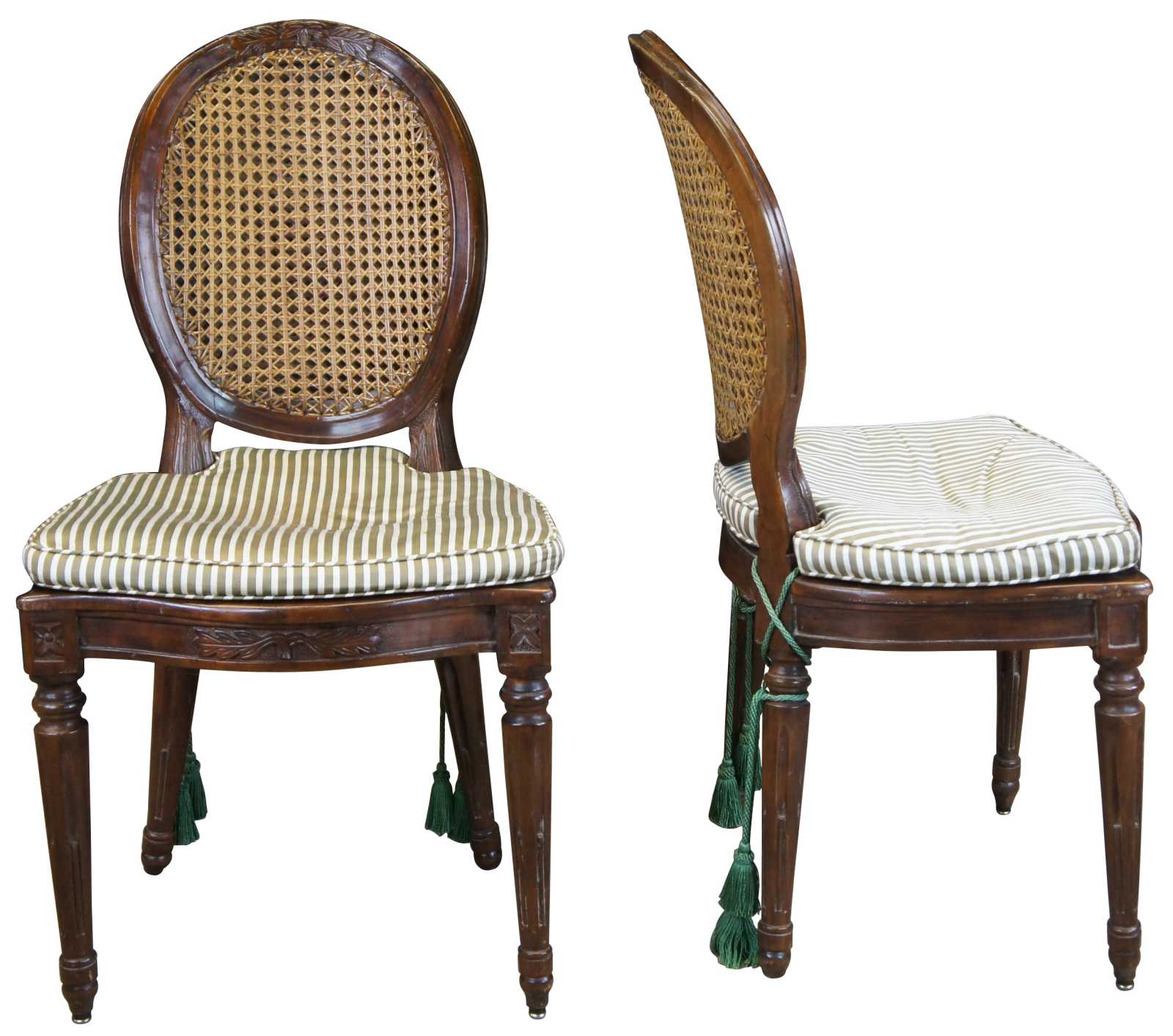 Louis XVI French dining chair oval back with black leather