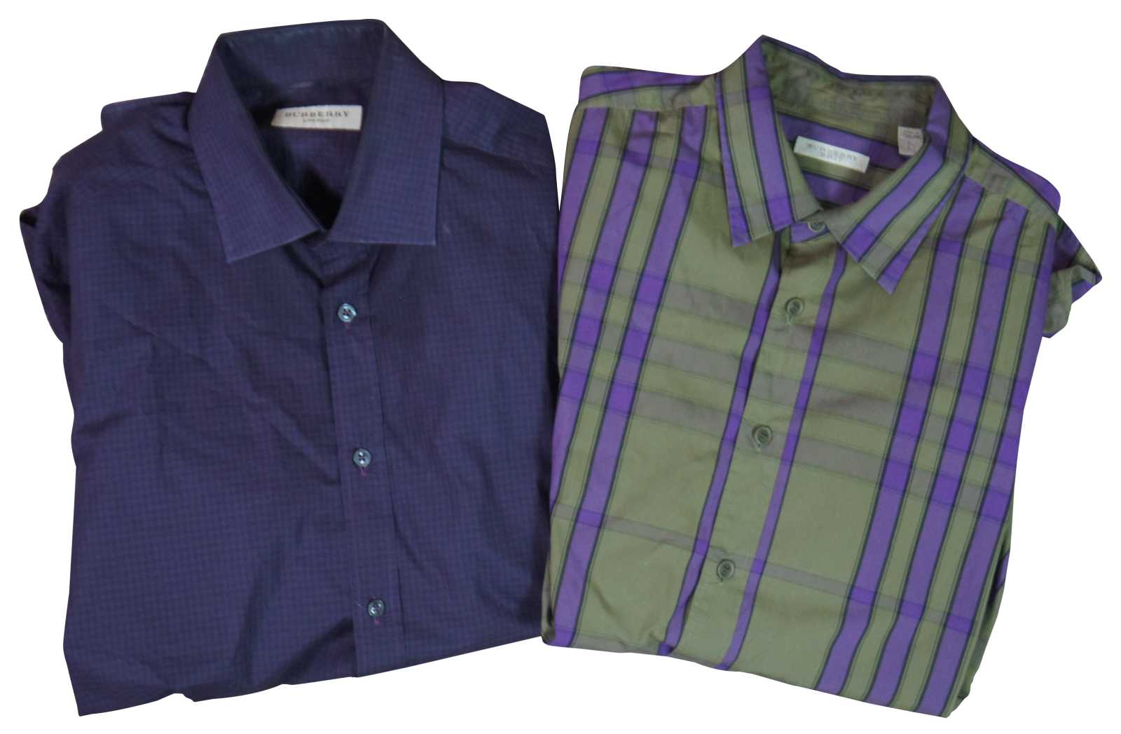 2 Burberry London Burberry Brit Mens Collared Dress Shirts Chest Button  Size XL