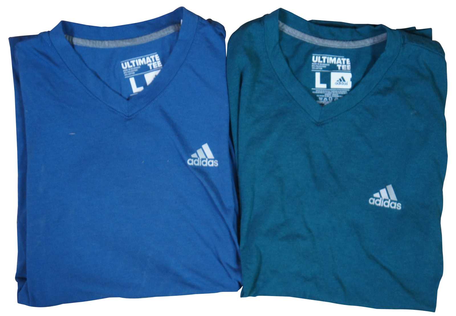2 Adidas Ultimate Tee Climalite Mens Short Sleeve V Neck T Shirts Size L