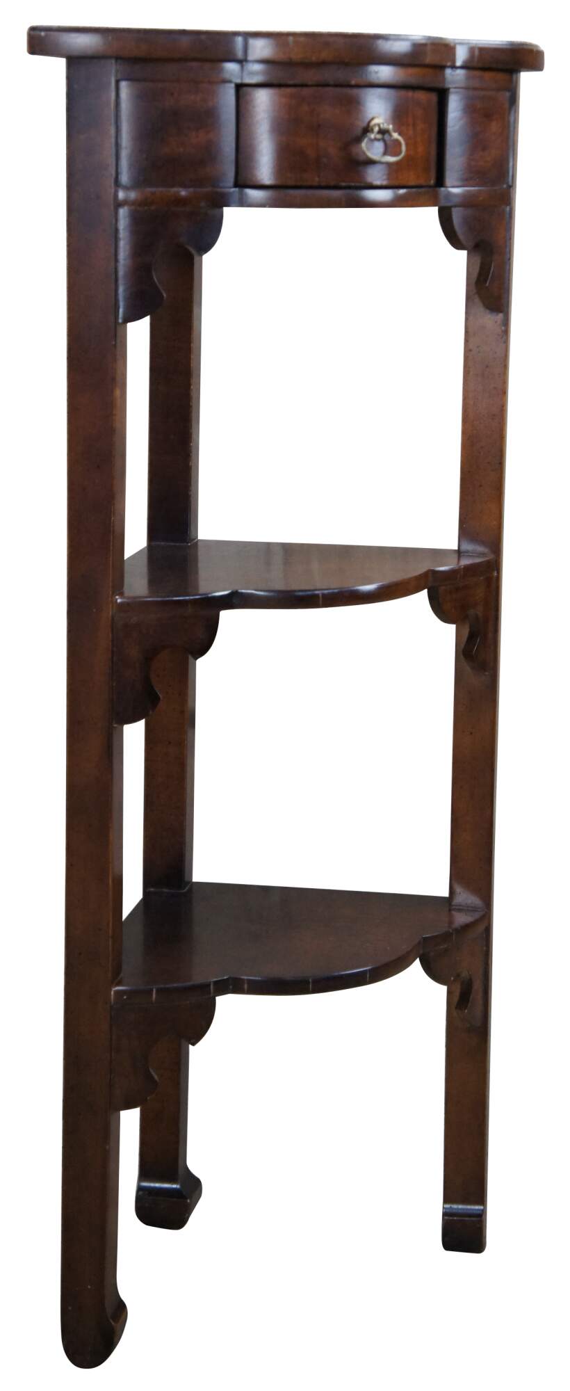 Traditional 3 Tiered Corner Pedestal Accent Table Plant Stand Walnut ...