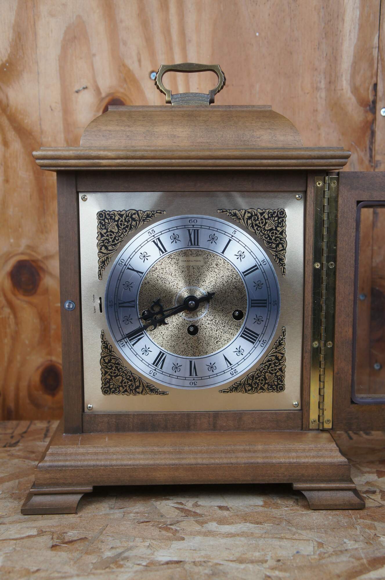 Vintage Hamilton Wheatland Chime Mantel Large Bracket Clock Ornate ...