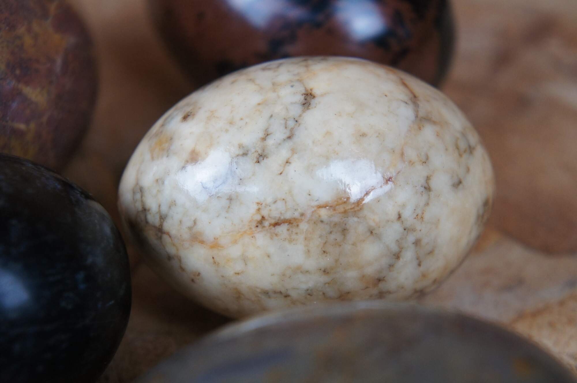 Vtg Lot 29 Decorative Stone Eggs Onyx Marble Collection Colorful Natural 3"