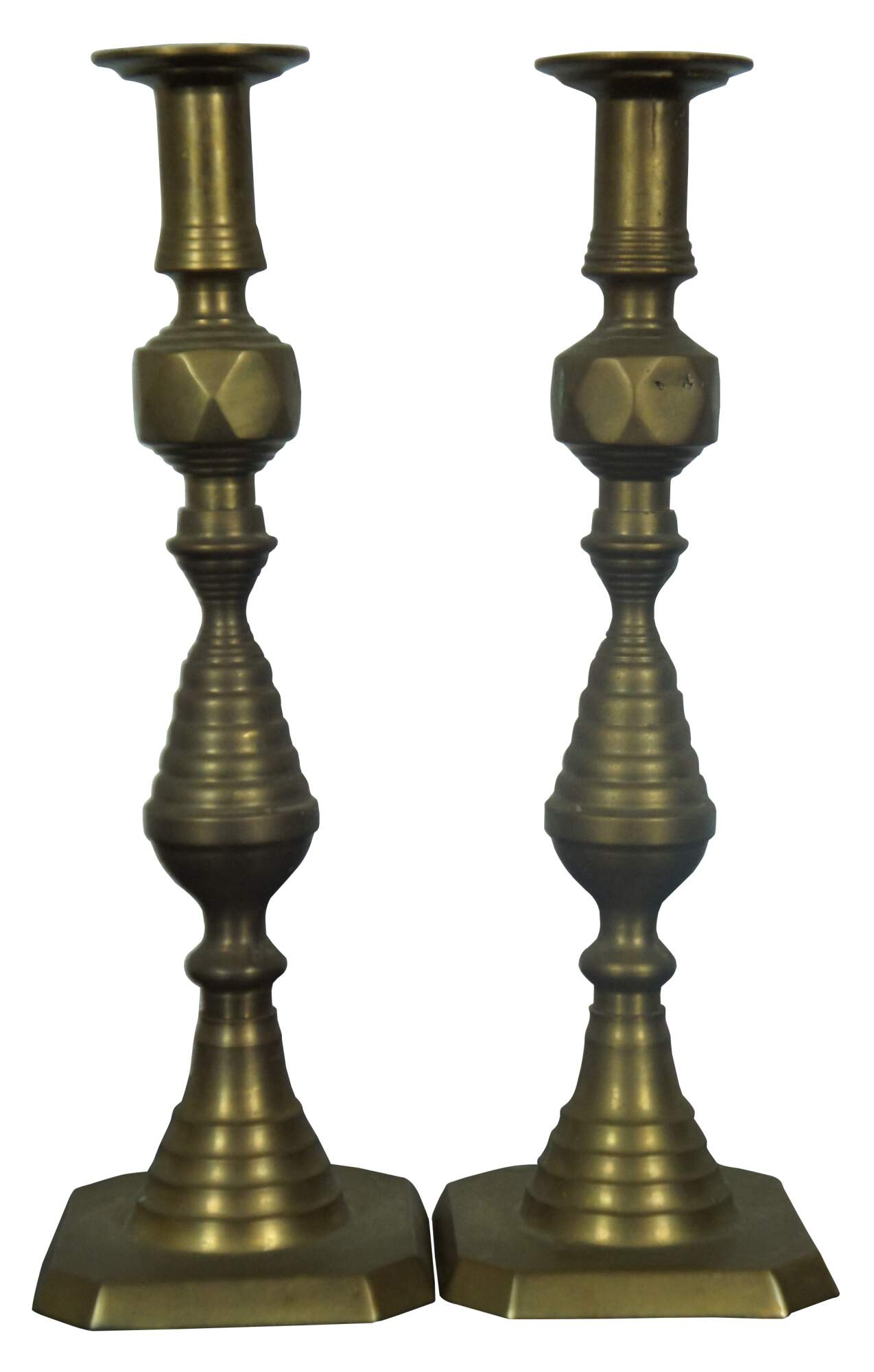 Andrea by Sadek Modernist Brass Beehive Candlesticks Candle Holder Pair MCM  12