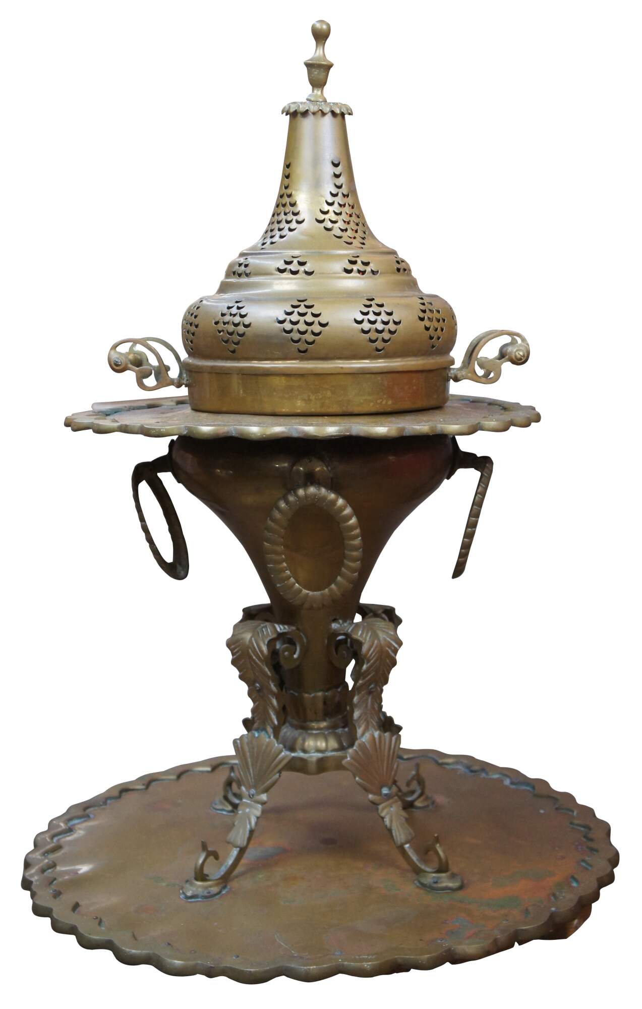 Vintage Mid East Turkish Moroccan Pierced Brass Brazier Incense Burner ...