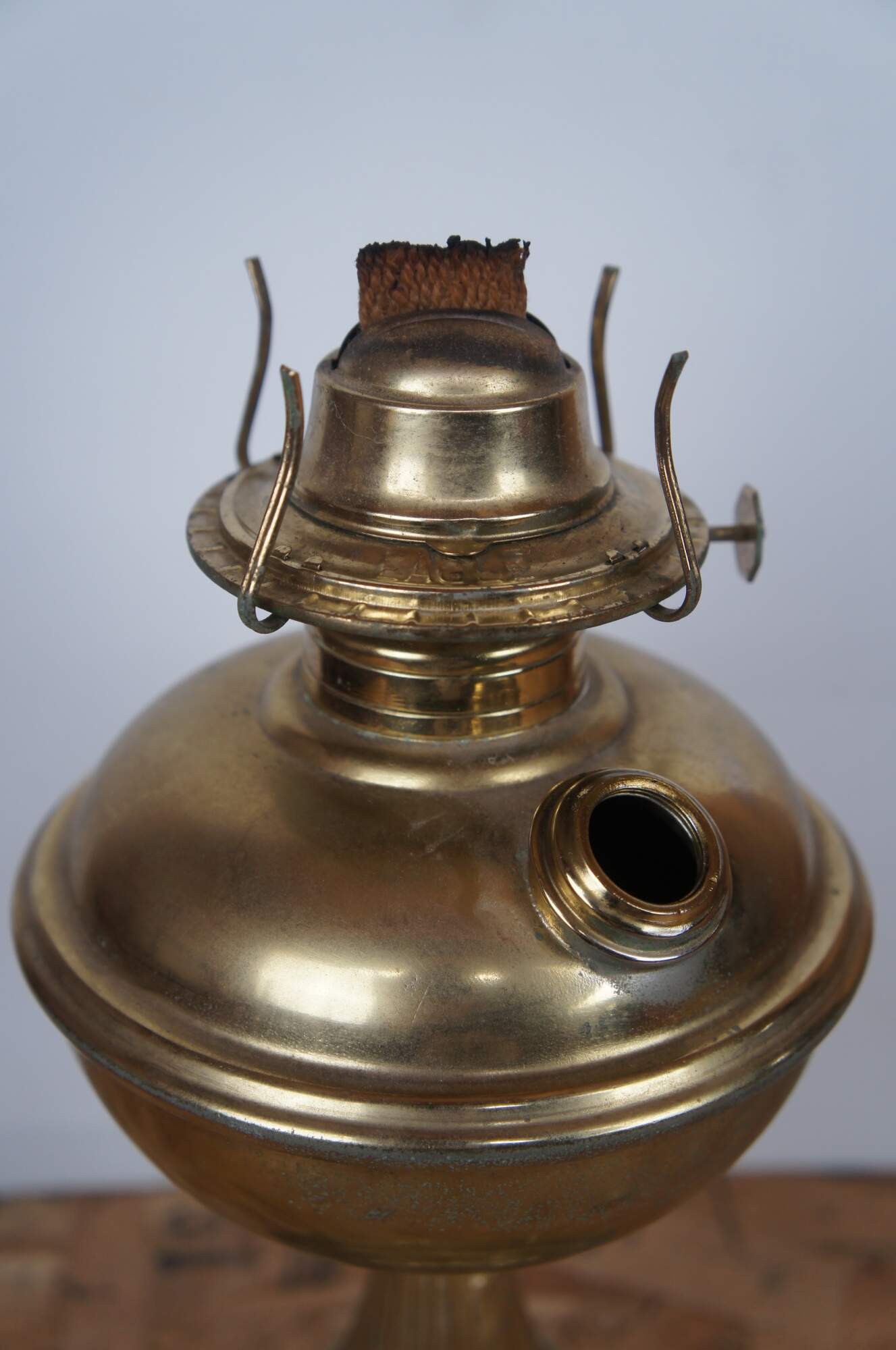 Brass Oil Lamp, Vintage French Kerosene Lantern Restored, Storm Lantern 
