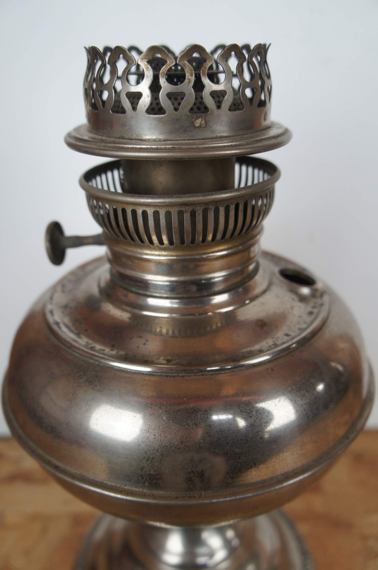 Hurricane Lamp, Antiqued Nickel