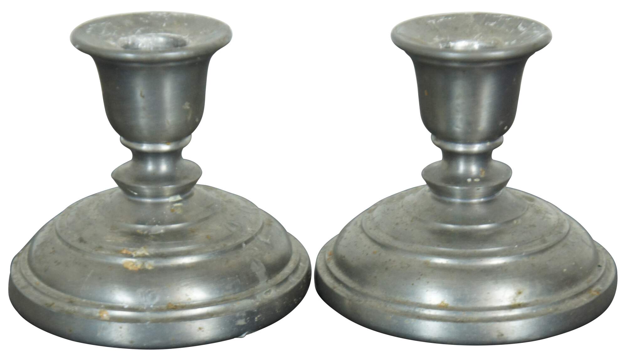 2 Vintage Connecticut House Pewterers Pewter Candlestick Candle Holders 4