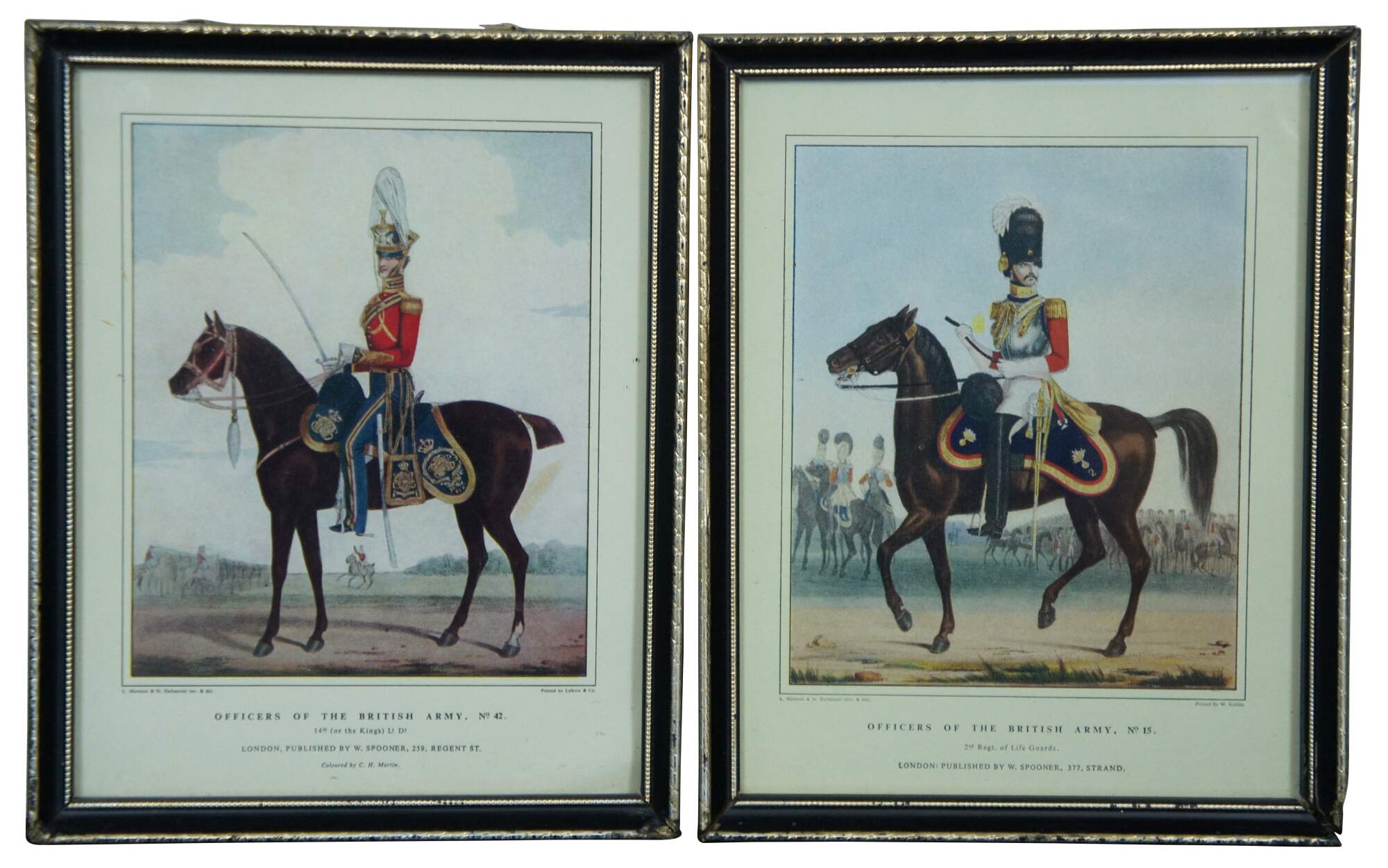2 Vintage Officers of the British Army Prints Horse Military No 15 & 42 7