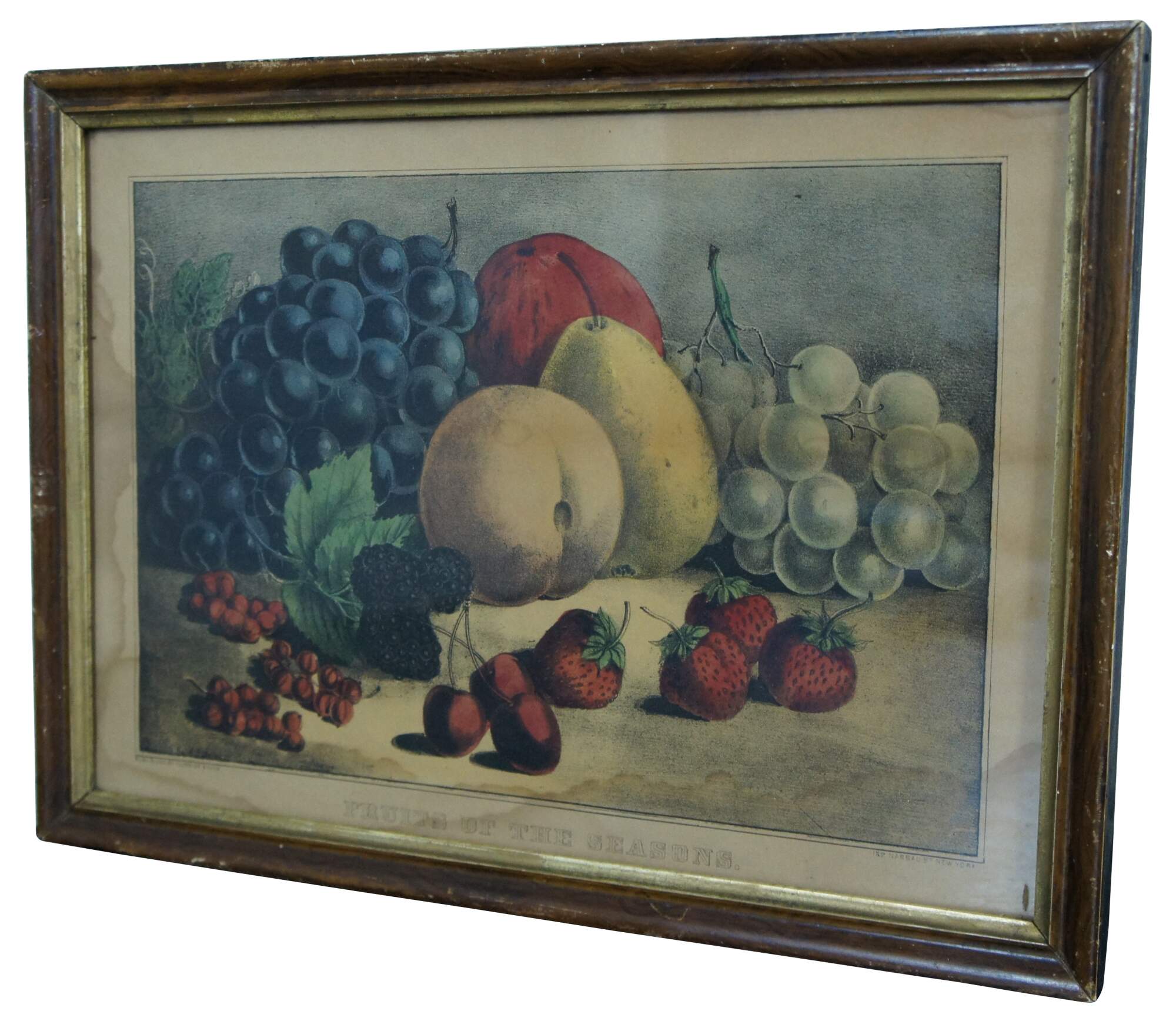 1872 Antique Currier Ives Still Life Lithograph Print Fruits of the ...