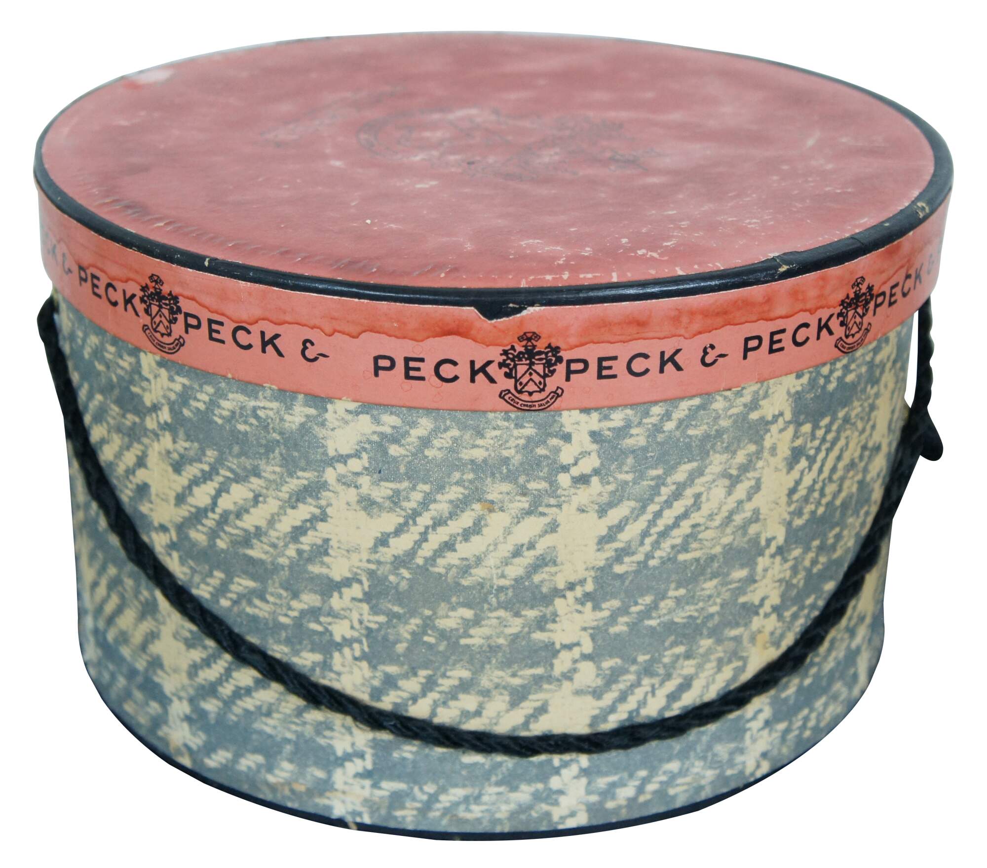 1950s Vintage Hat Box Peck & Peck / 12 Inch Diameter / 