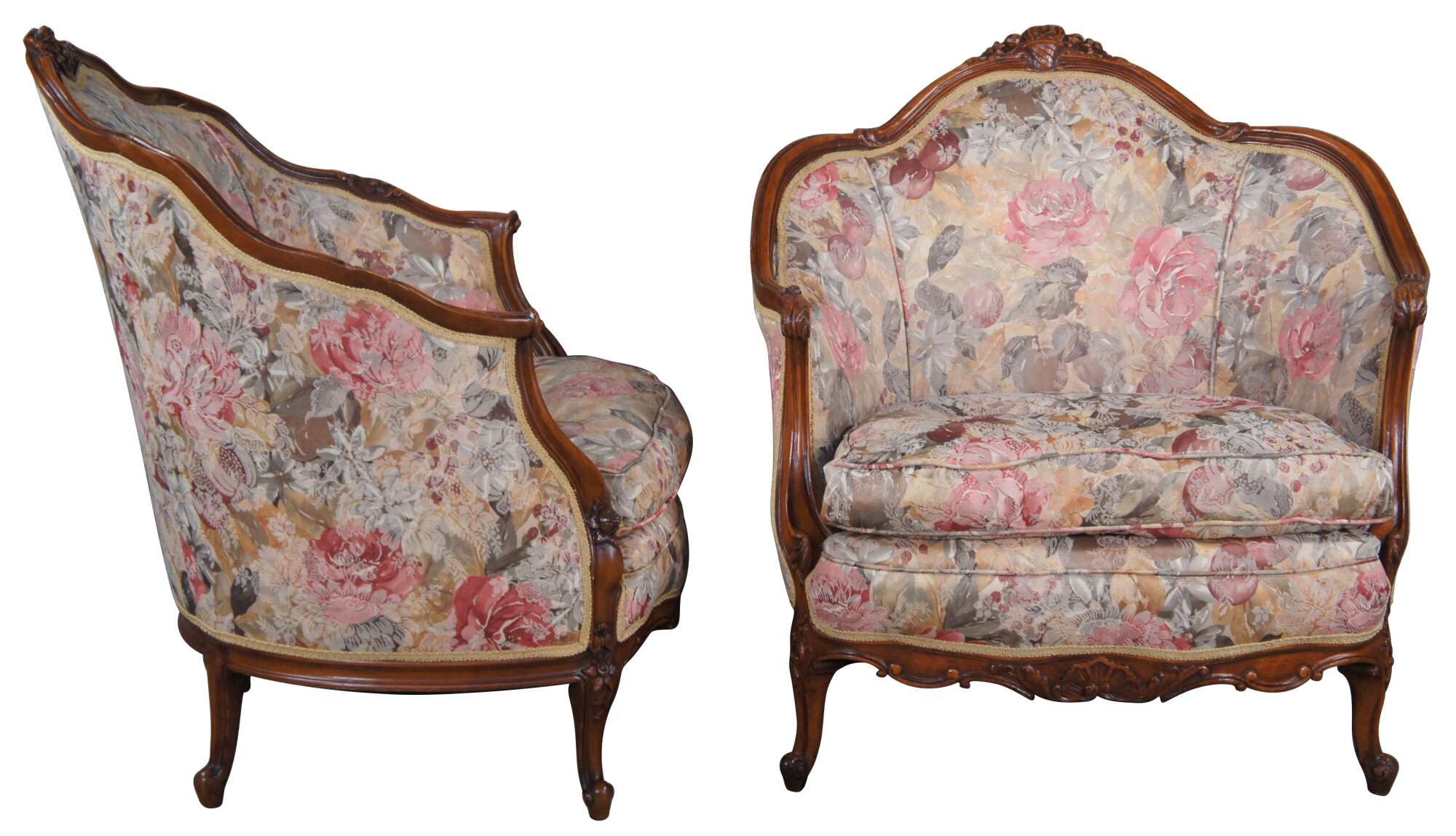 Antique Louis XV Style Walnut Bergere Arm Chair - Clarence House