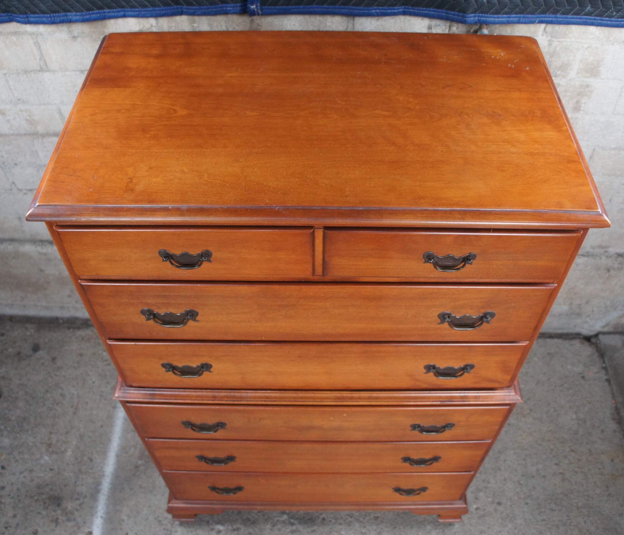 Antique Lammerts Chippendale Colonial Maple Tallboy Dresser Chest of