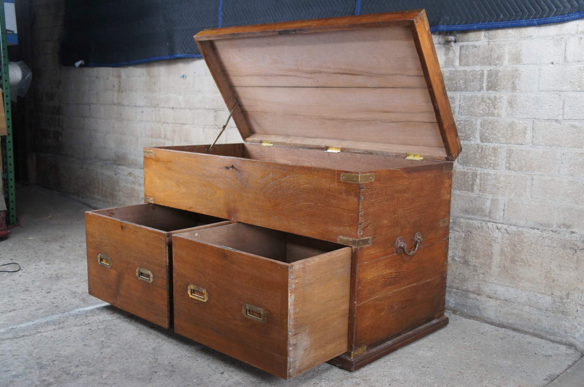 ANTIQUE Military TRUNK WW1 Colonial Campaign CHEST Old Metal