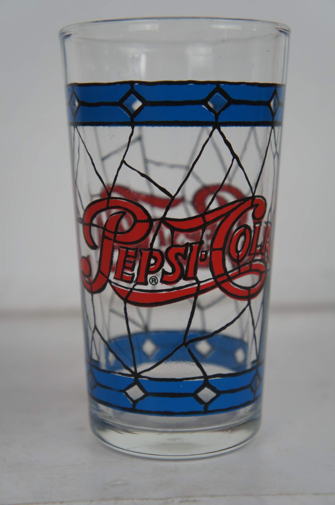 5 Vintage 1970s Pepsi Cola Tiffany Style Stained Glass Tumbler Drink