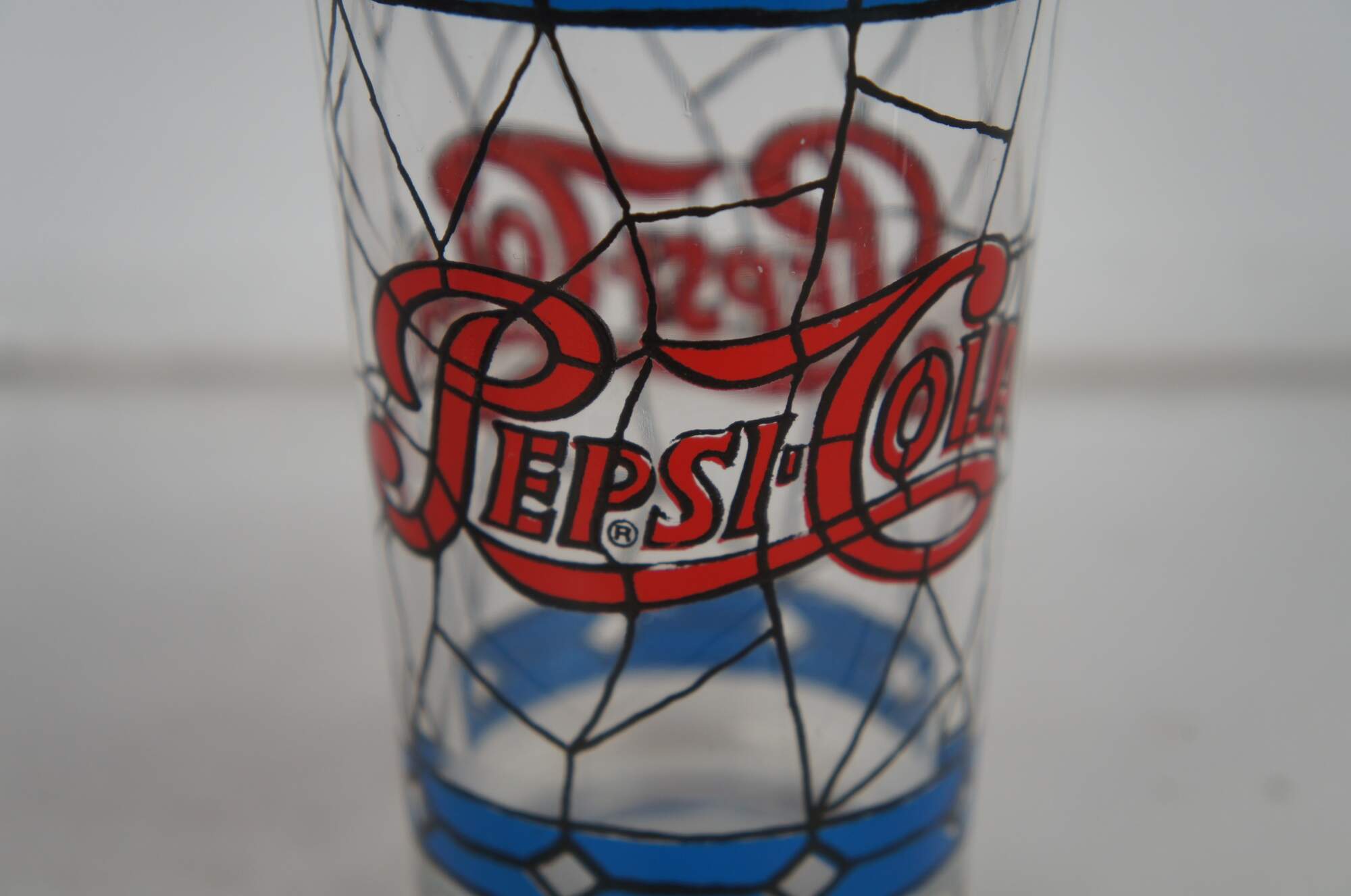 5 Vintage 1970s Pepsi Cola Tiffany Style Stained Glass Tumbler Drink