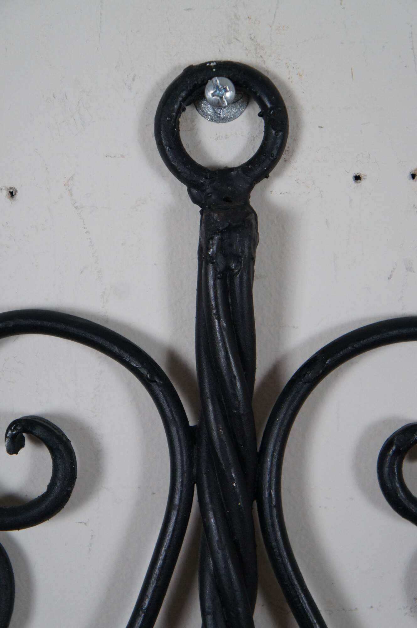 2 Vintage Twisted Wrought Iron Three Arm Candlabra Candle Wall Sconces 19   Dsc06893 