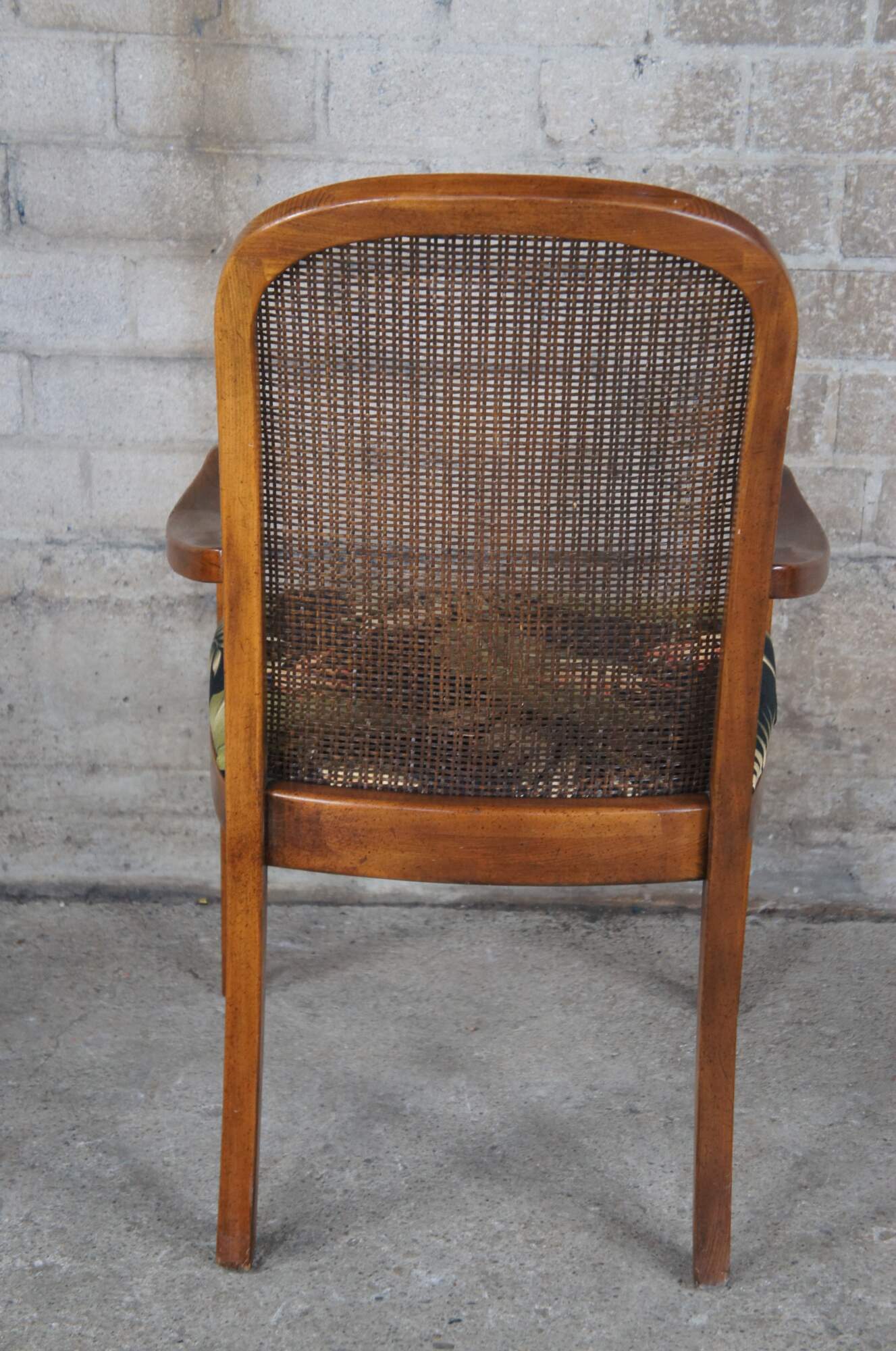 4 Mid Century Modern Oak Cane Back Bentwood Upholstered Dining Chairs