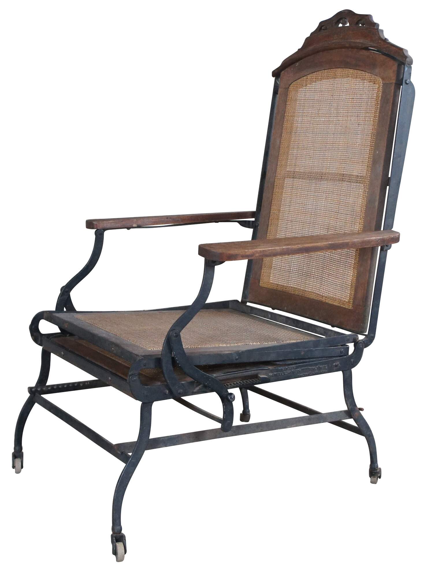 Marks A.F. Chair Co. New York Pat 1876 Walnut Campaign Lounge Chair