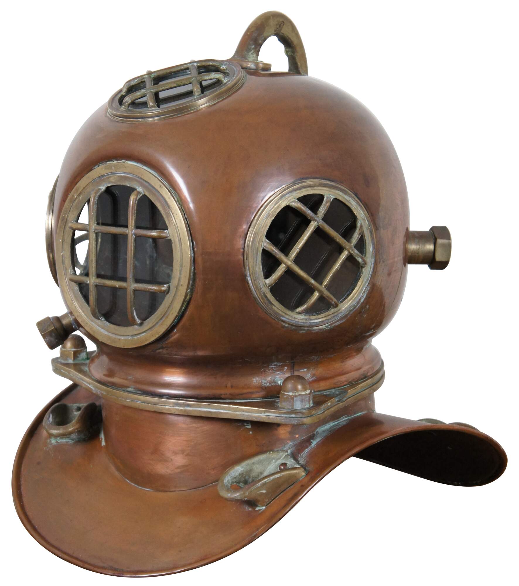 Vintage Large Copper Diving Nautical Martime Divers Helmet Table Lamp 18