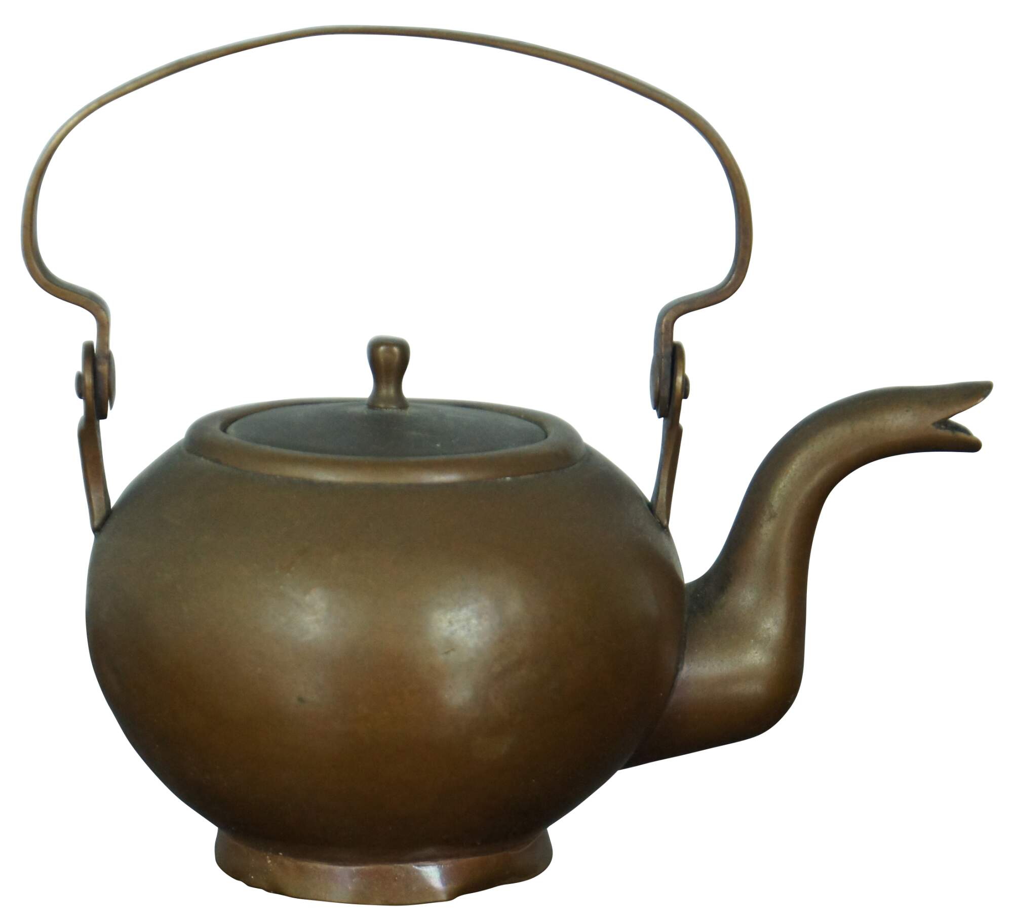 Antique Miniature Copper Teapot Tea Kettle Child's Small Personal Size  Primitive