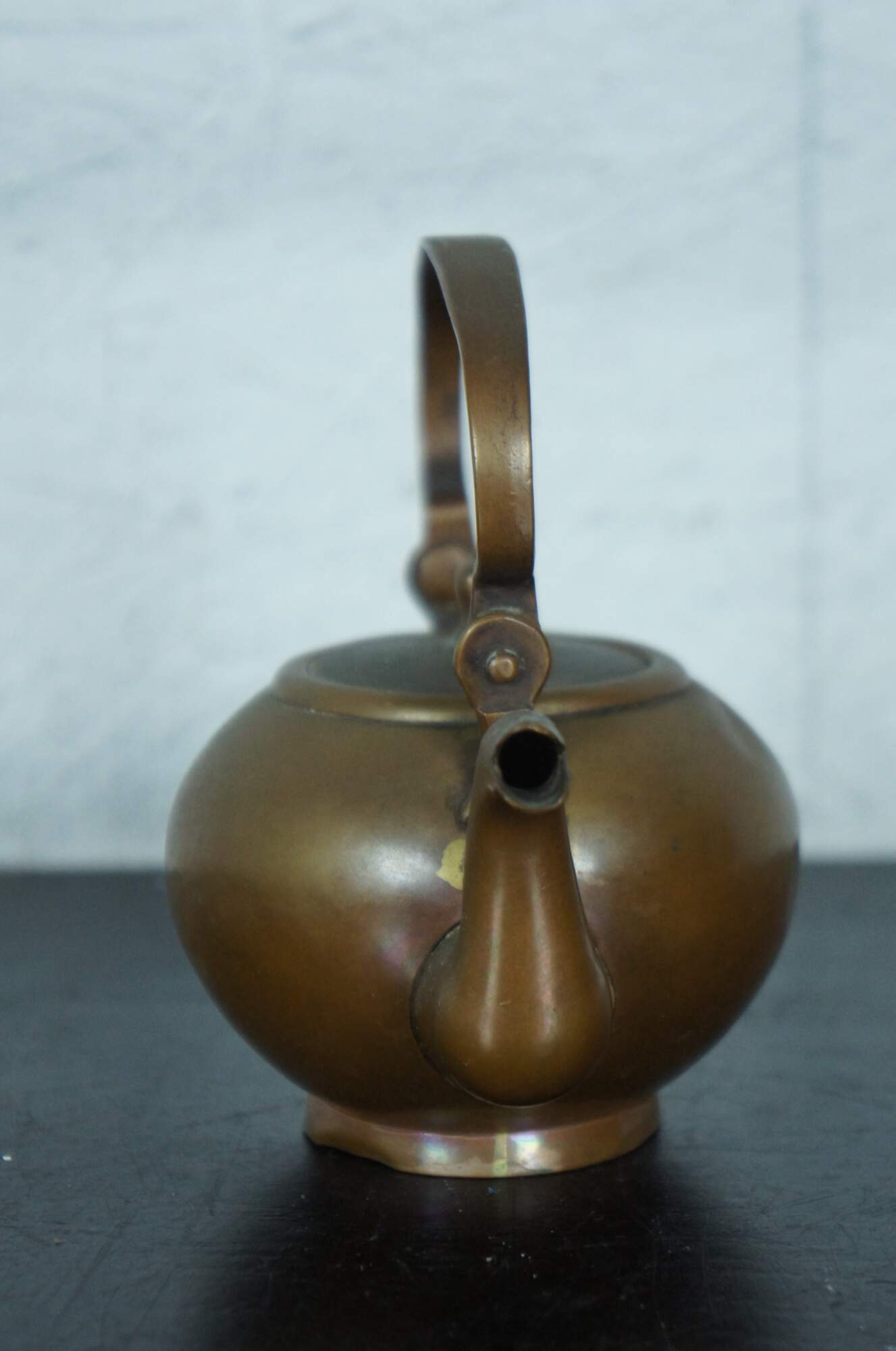 Antique Miniature Copper Teapot Tea Kettle Child's Small Personal Size  Primitive