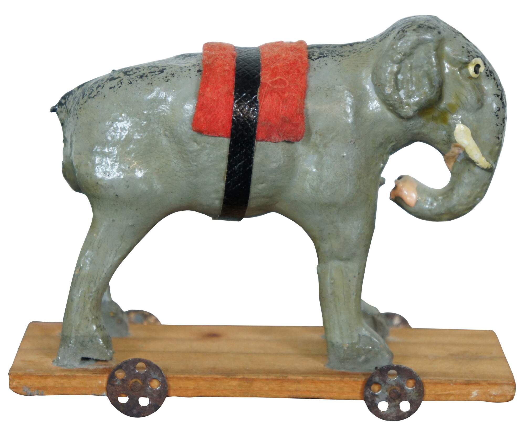 Antique American Folk Art Celluloid Circus Elephant Pull Toy Cart on ...