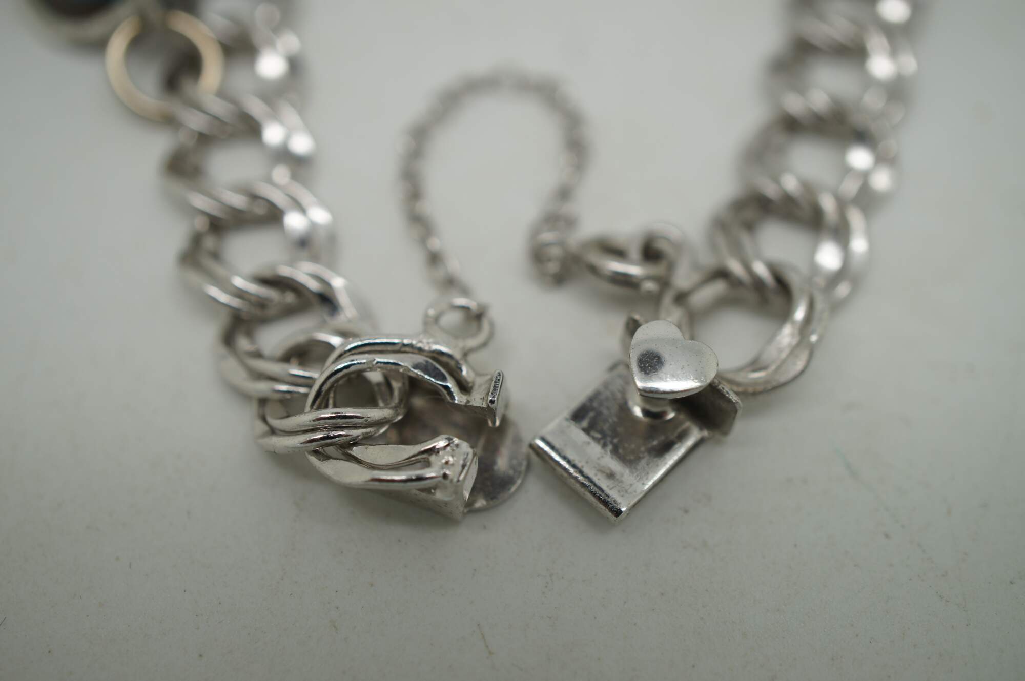 Vintage Elco Sterling 925 & 800 Silver Double Link 9 Charm Bracelet 37g ...