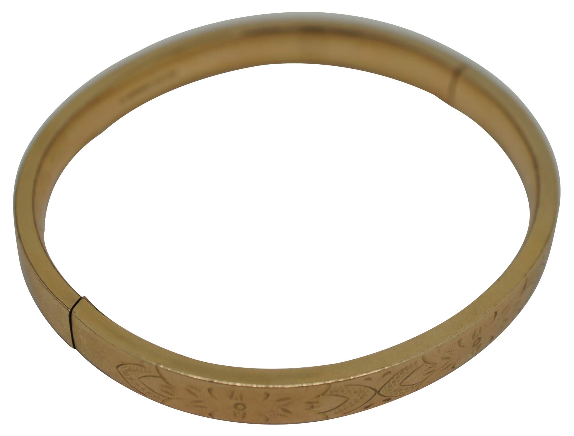Antique Victorian Winard 12K GF Etched Floral Bangle Clamper Bracelet 7"