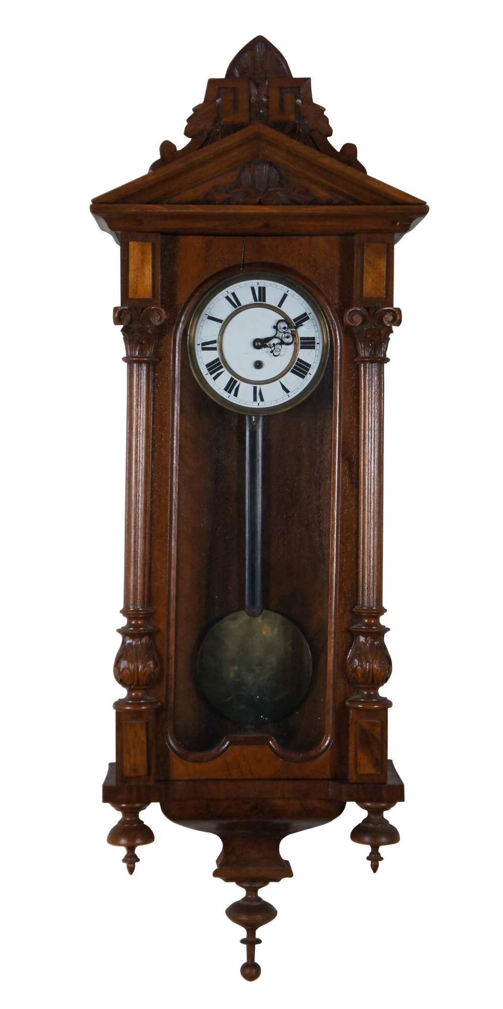 Antique Gebruder Resch Vienna Walnut Regulator Wall Clock