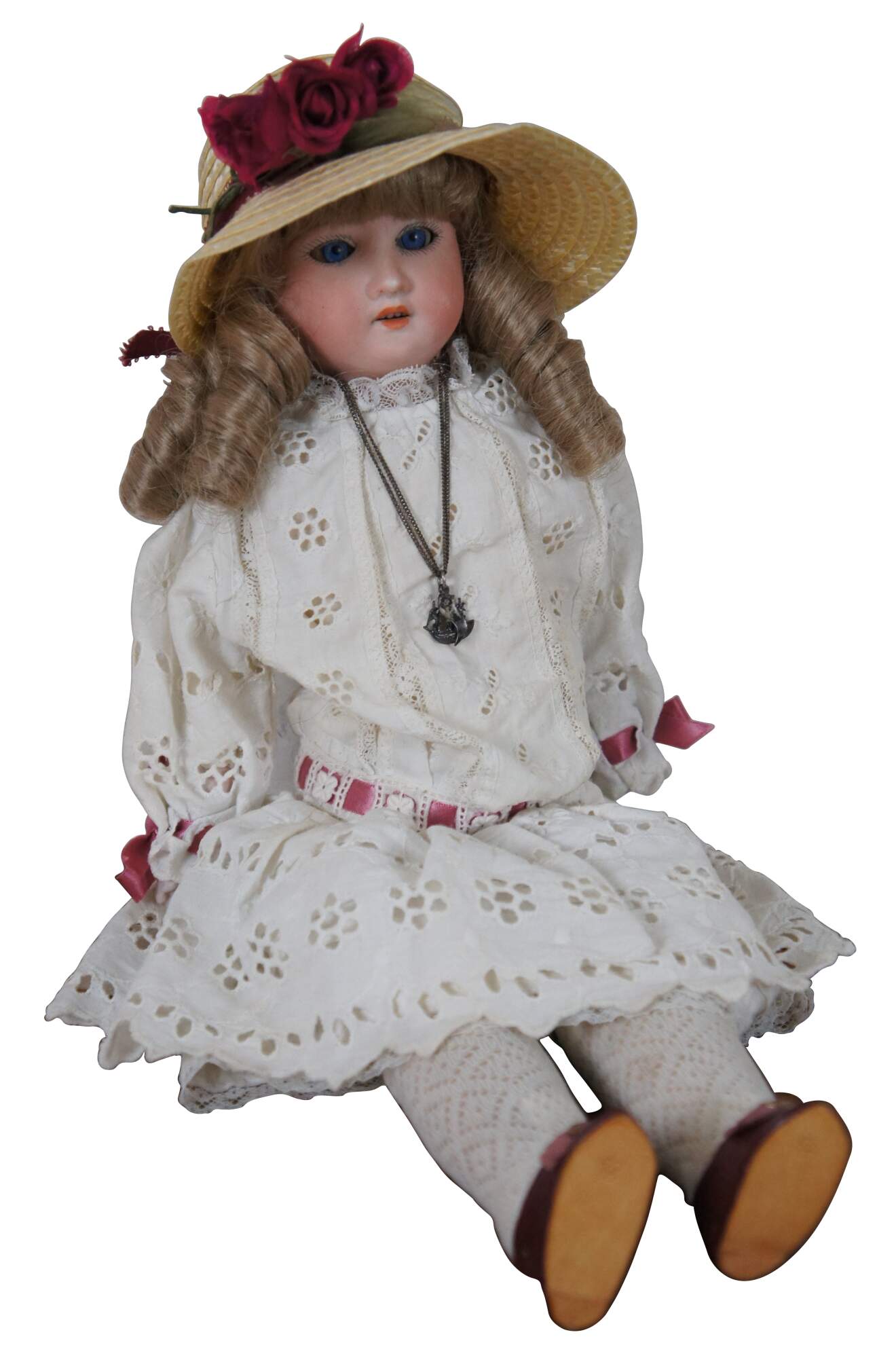 16 Antique German Ruth 111 Bisque Doll kid white leather body sleep eye AM  doll