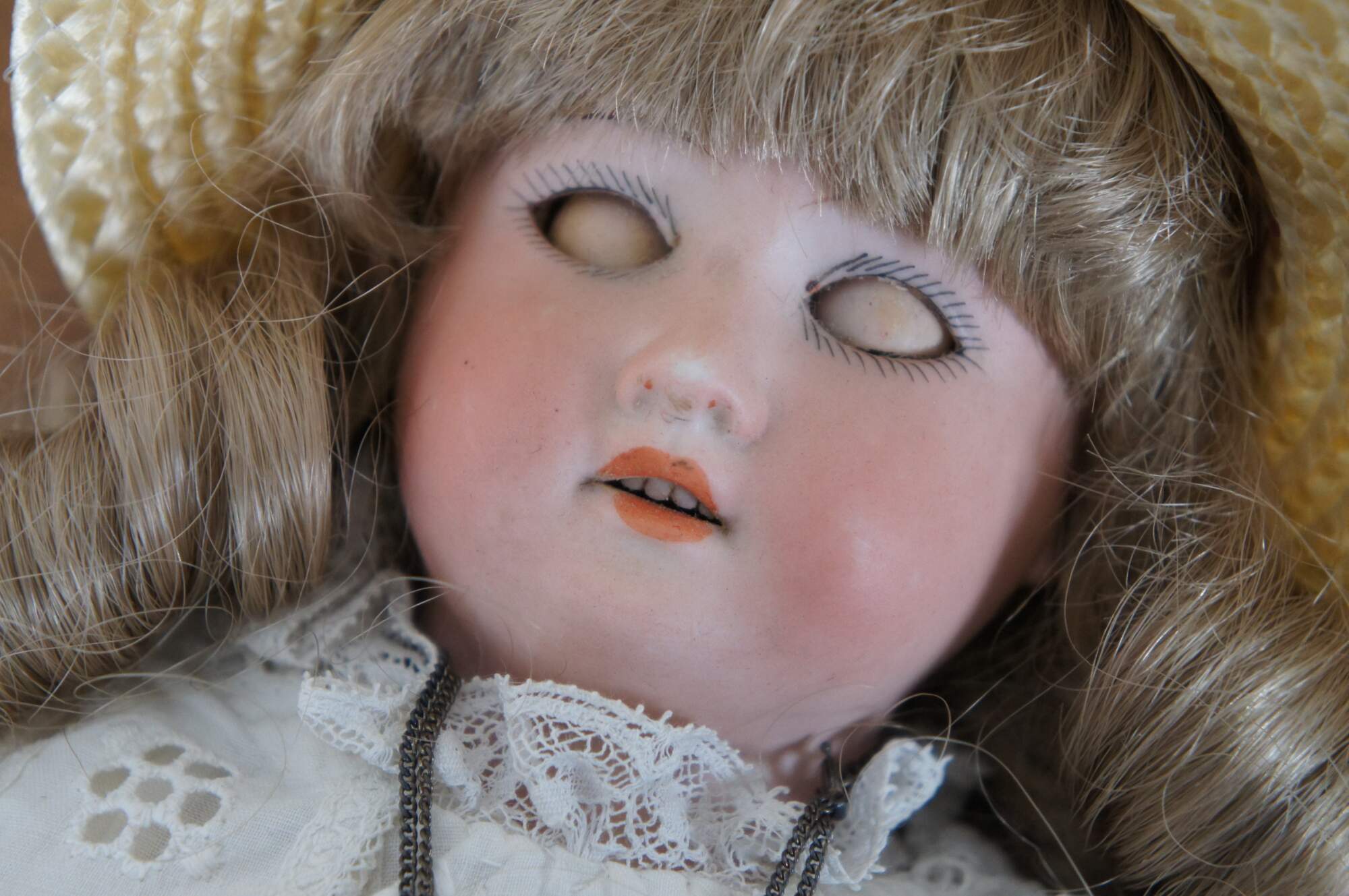 16 Antique German Ruth 111 Bisque Doll kid white leather body sleep eye AM  doll