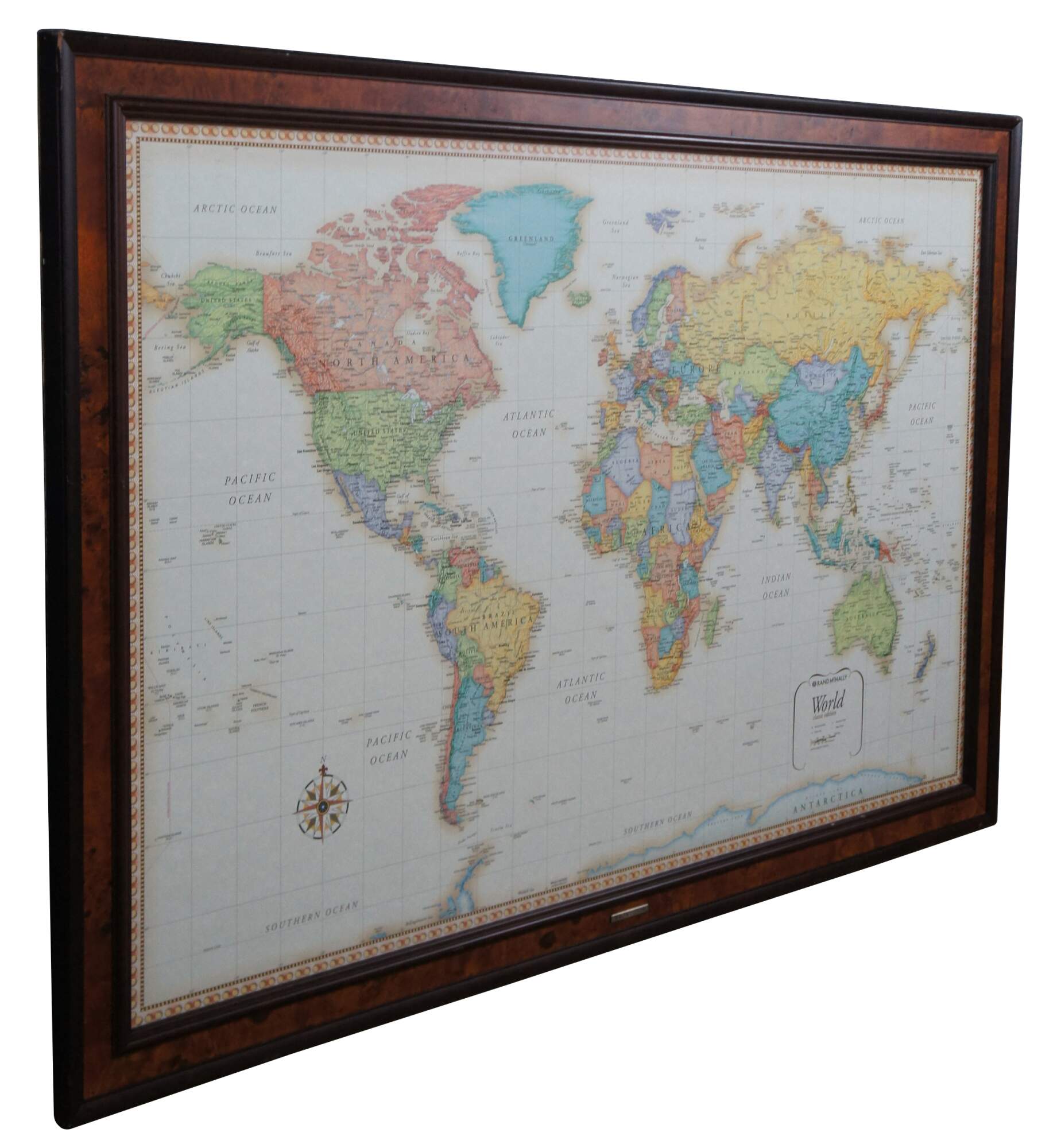 Frontgate Rand Mcnally World Classic Magnetic Travel Map With Burlwood 