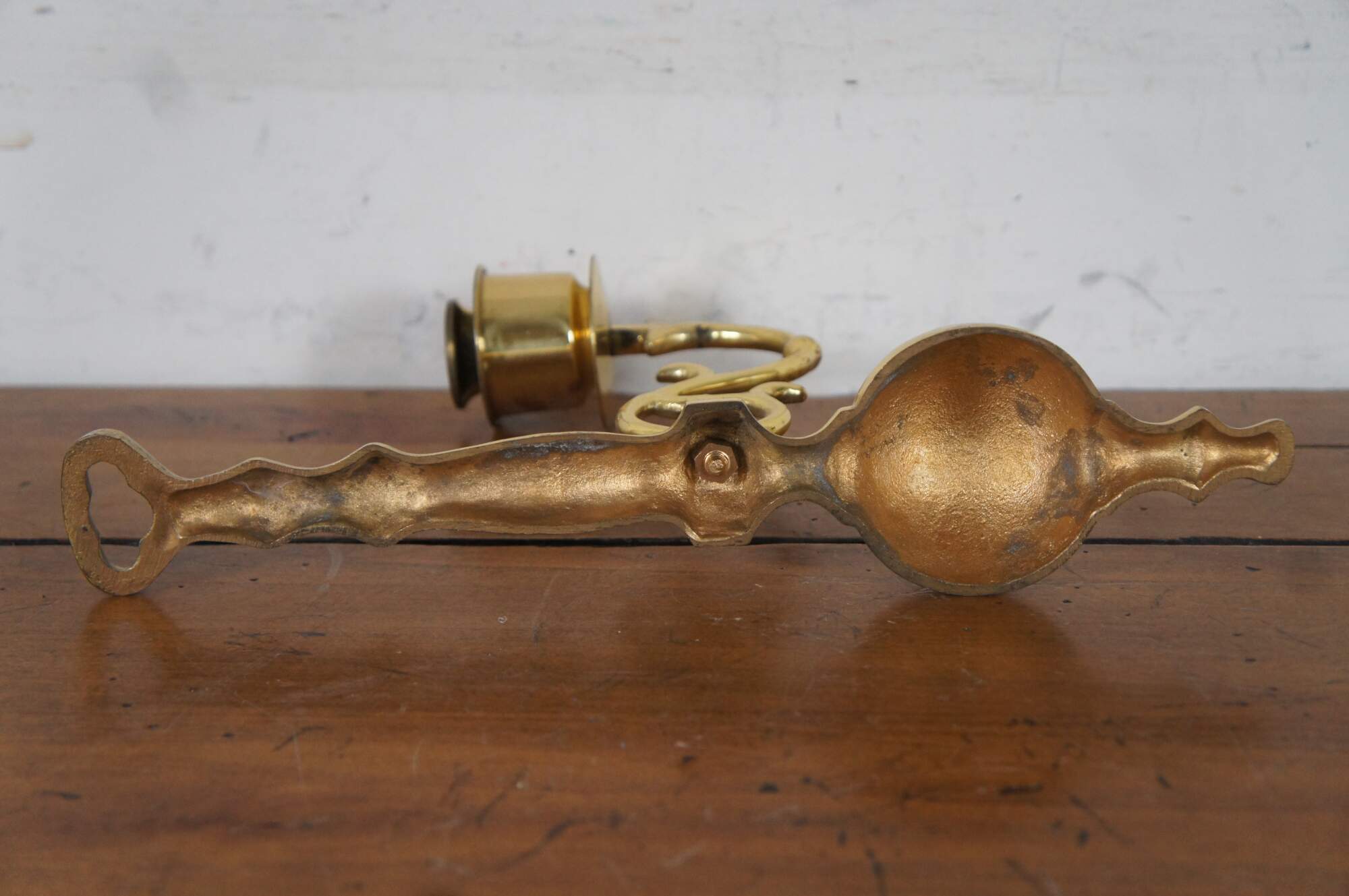 2 Vtg Colonial Early American Federal Brass Cannonballs Wall Sconces ...