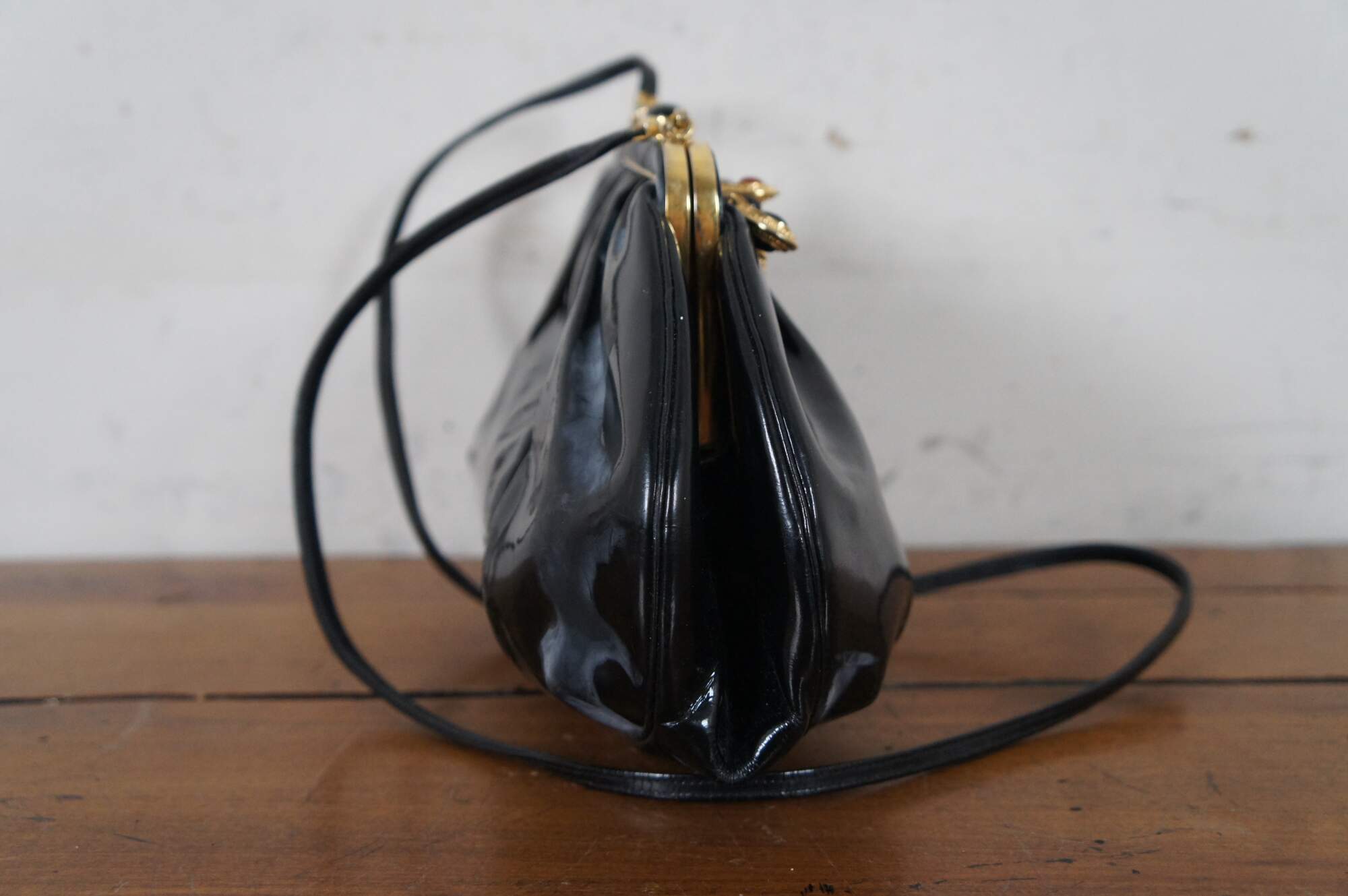 Vintage Judith Leiber Italian Patent Leather Bag Mirror Comb Coin Purse