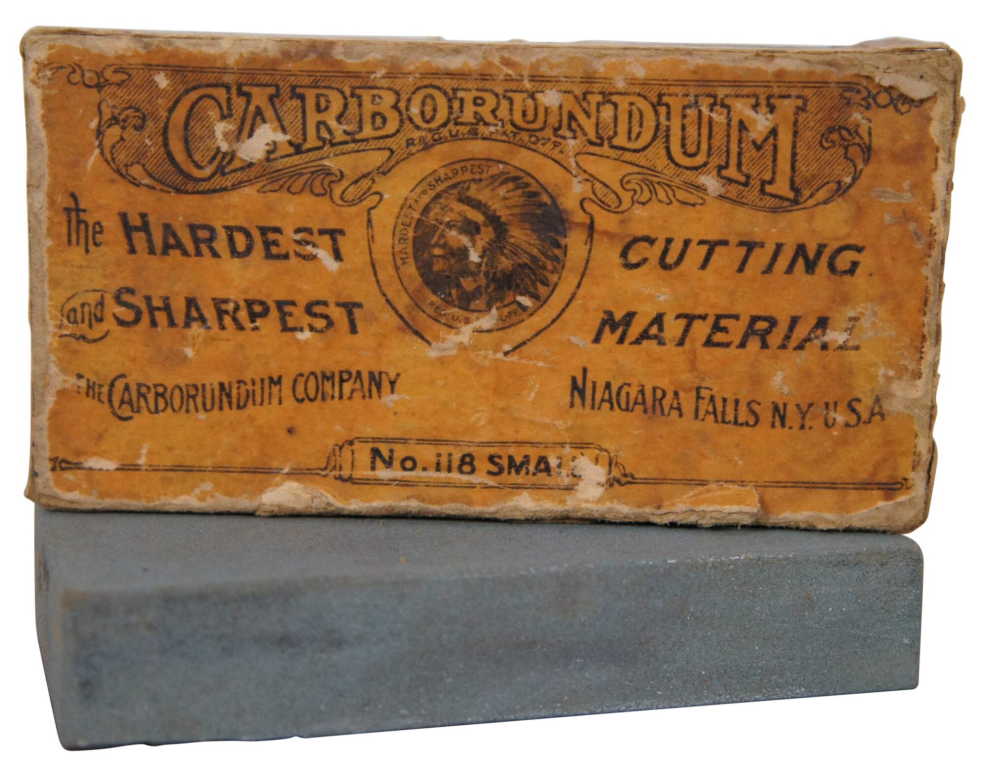 Vintage Carborundum Sharpening Stone 118 Razor Hone Barber Original Box