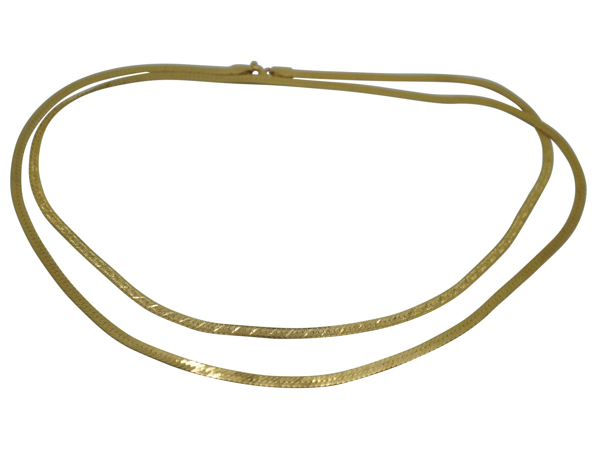 Vintage Silmar Italy 14K 3mm Yellow Gold Herringbone Flat Chain ...