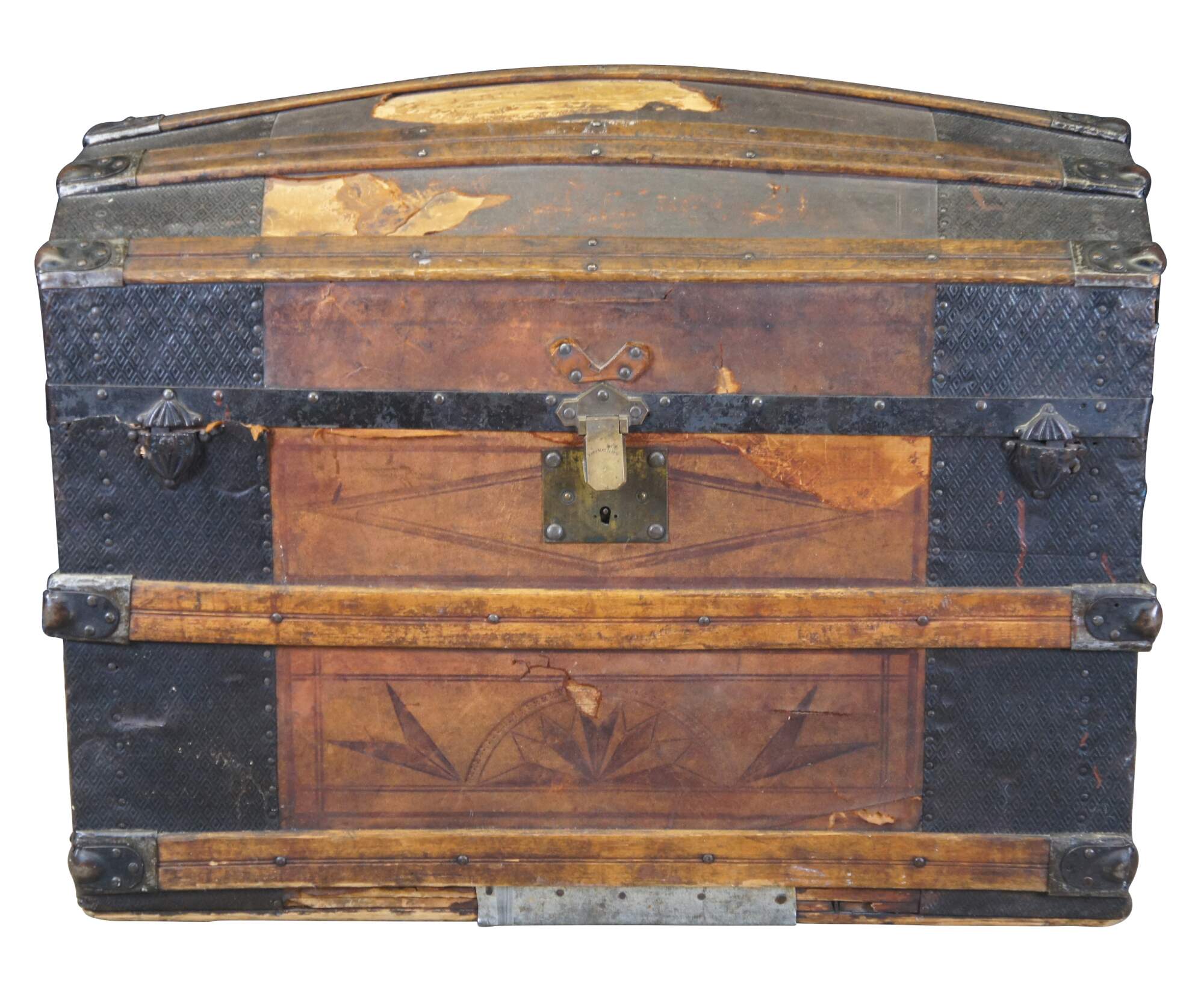 ANTIQUE 19THC LOUIS VUITTON EXTRA LARGE TRUNK IN WOVEN CANVAS