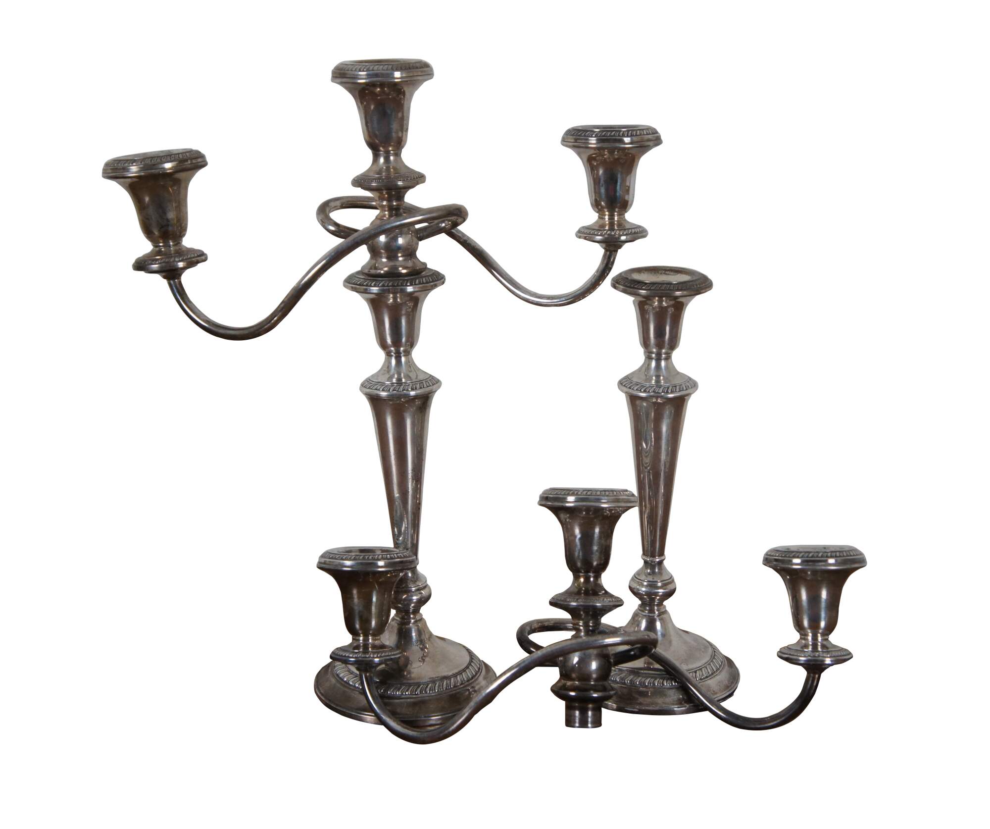 2 Weighted Sterling Silver Convertible Three Light Candelabra ...