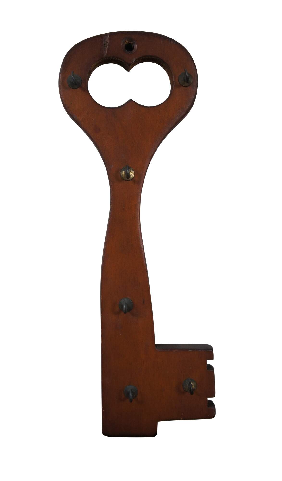 Vintage Wood Skeleton Key Wall Hanging 6 Hook Key Holder Rack