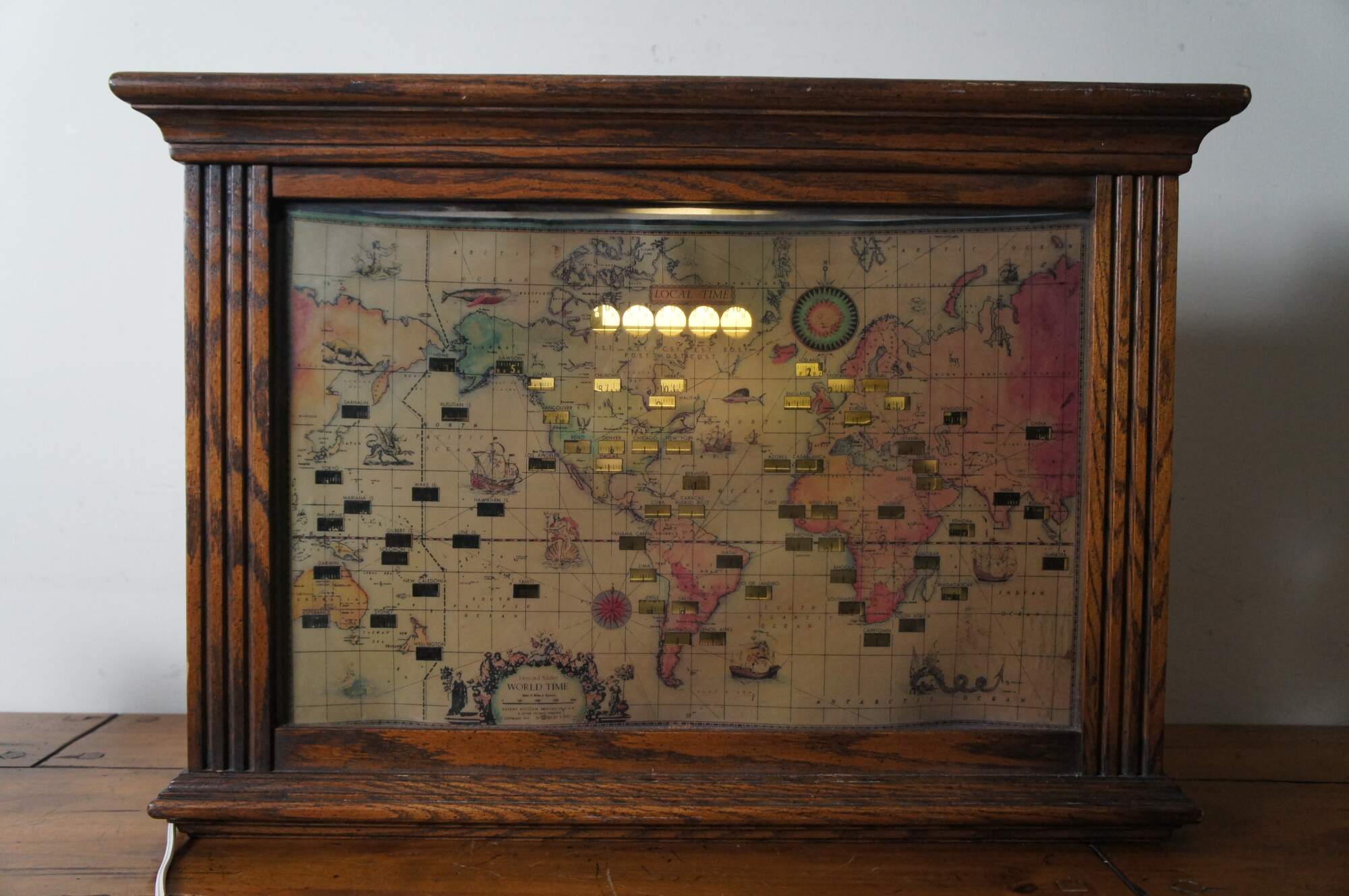 1950 s howard miller world time zone illuminated mantel clock 612 371 26 